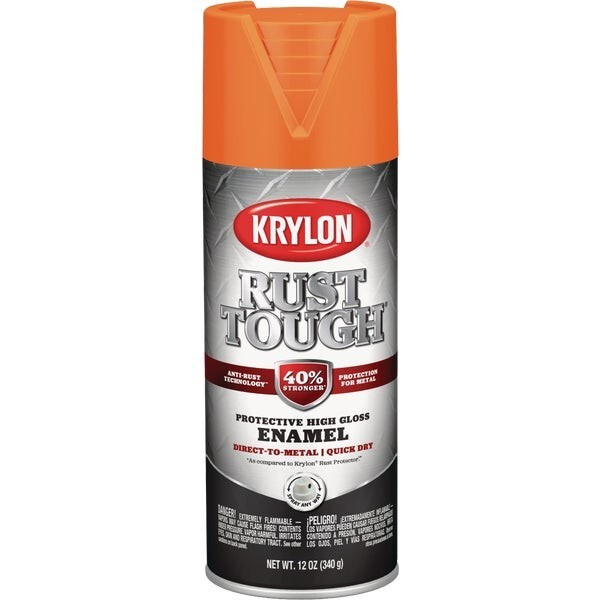 6-Krylon Rust Tough 12 Oz. Gloss Alkyd Enamel Spray Paint, Orange K09264008