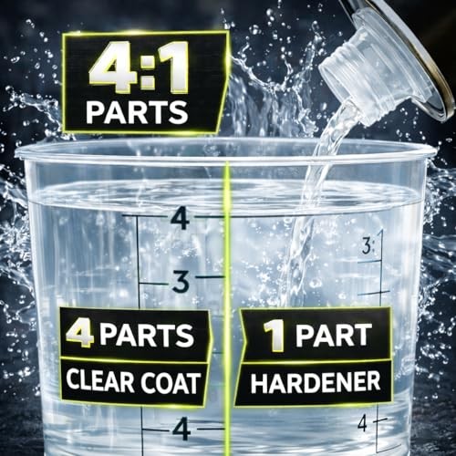 2K Coat – 1.25 Quart Automotive Paint Kit with Hardener – 4:1 Mix Ratio, Clear