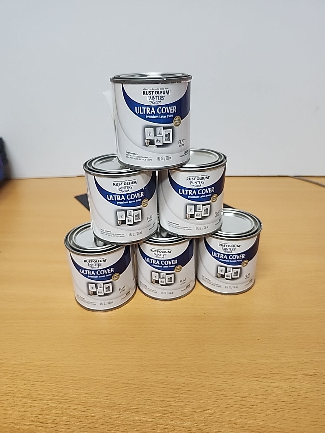 6 Rust-Oleum 1990730 Painter’s Touch Acrylic Latex Paint, Flat White, 1/2 Pint