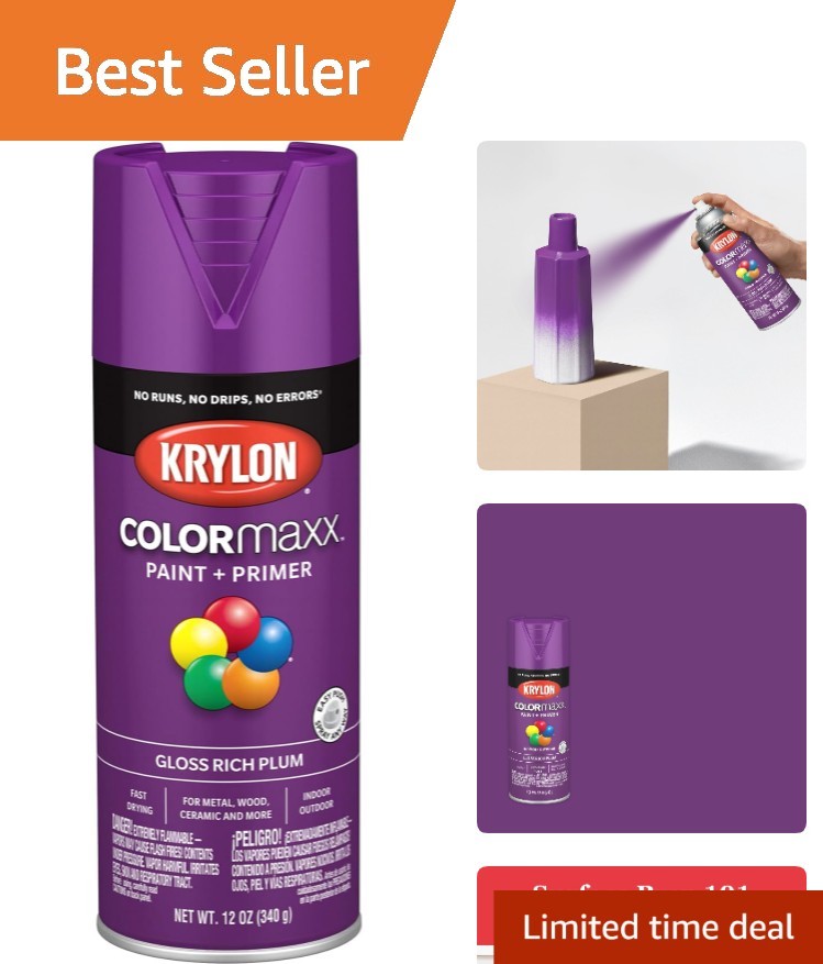 12oz Krylon COLORmaxx Gloss Rich Plum – Fast-Drying Indoor/Outdoor Spray Paint