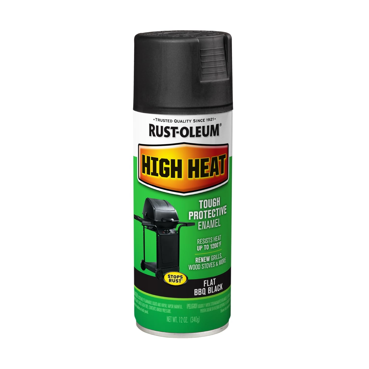 Rust-Oleum 7778830 High Heat Enamel Spray 12 oz (Pack of 1), Bar-B-Que Black