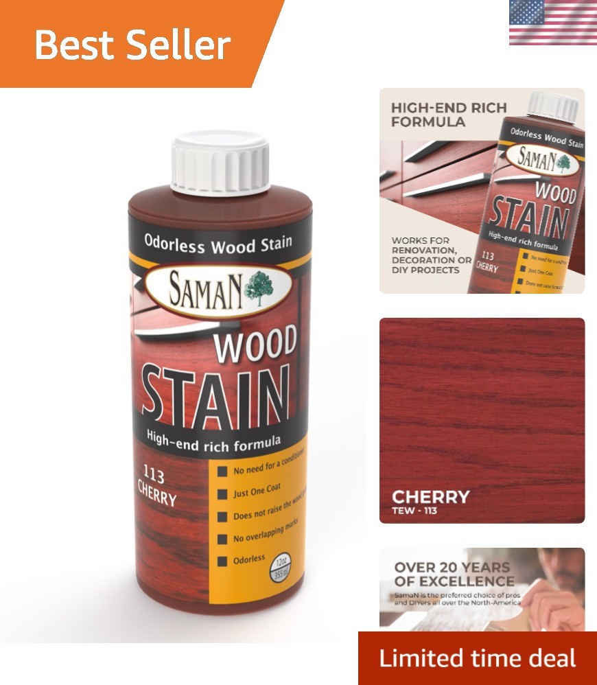 Odorless Cherry Wood Stain – 12oz Water-Based Finish for Furniture & Cabinets