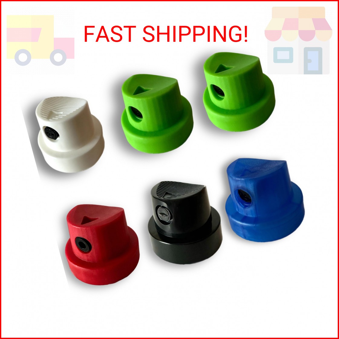 6pc (1 pk) Replacement Spray Paint Caps For Female Cans, Variety Pack Aerosol Sp