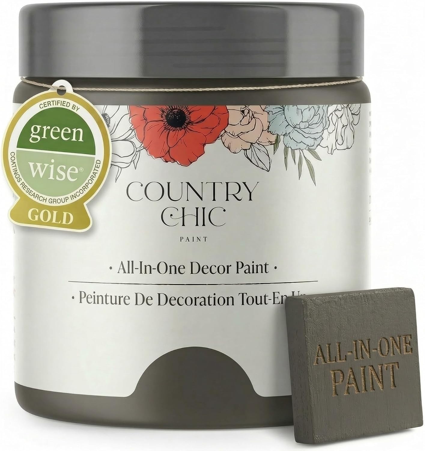 Transform Your Decor with All-in-One Dark Roast Chalk Paint, 4 oz, Low Odor