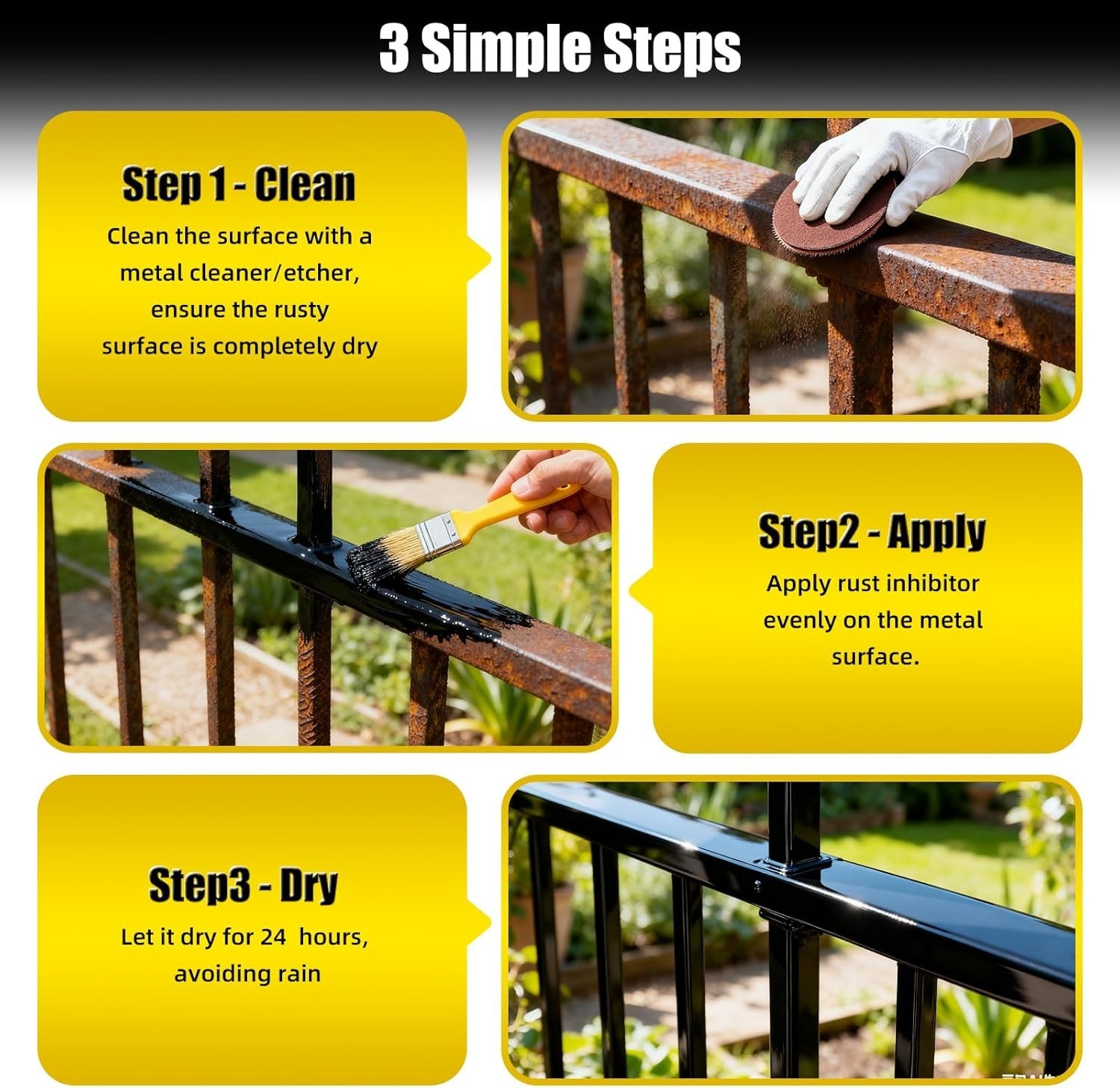 2in1 Rust Converter & Metal Primer 35oz Black Anti Rust Paint Coating