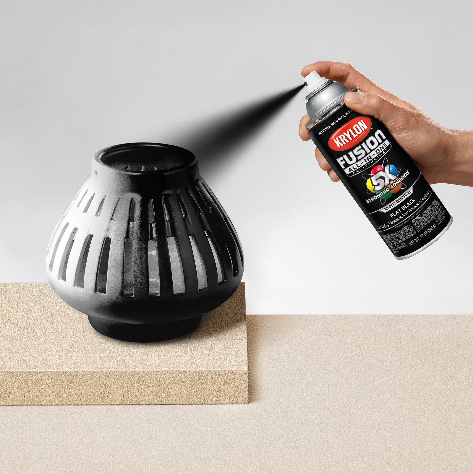 Krylon Rust Preventative Spray Paint, Black, Flat, 1 Count (Pack of 1), Black