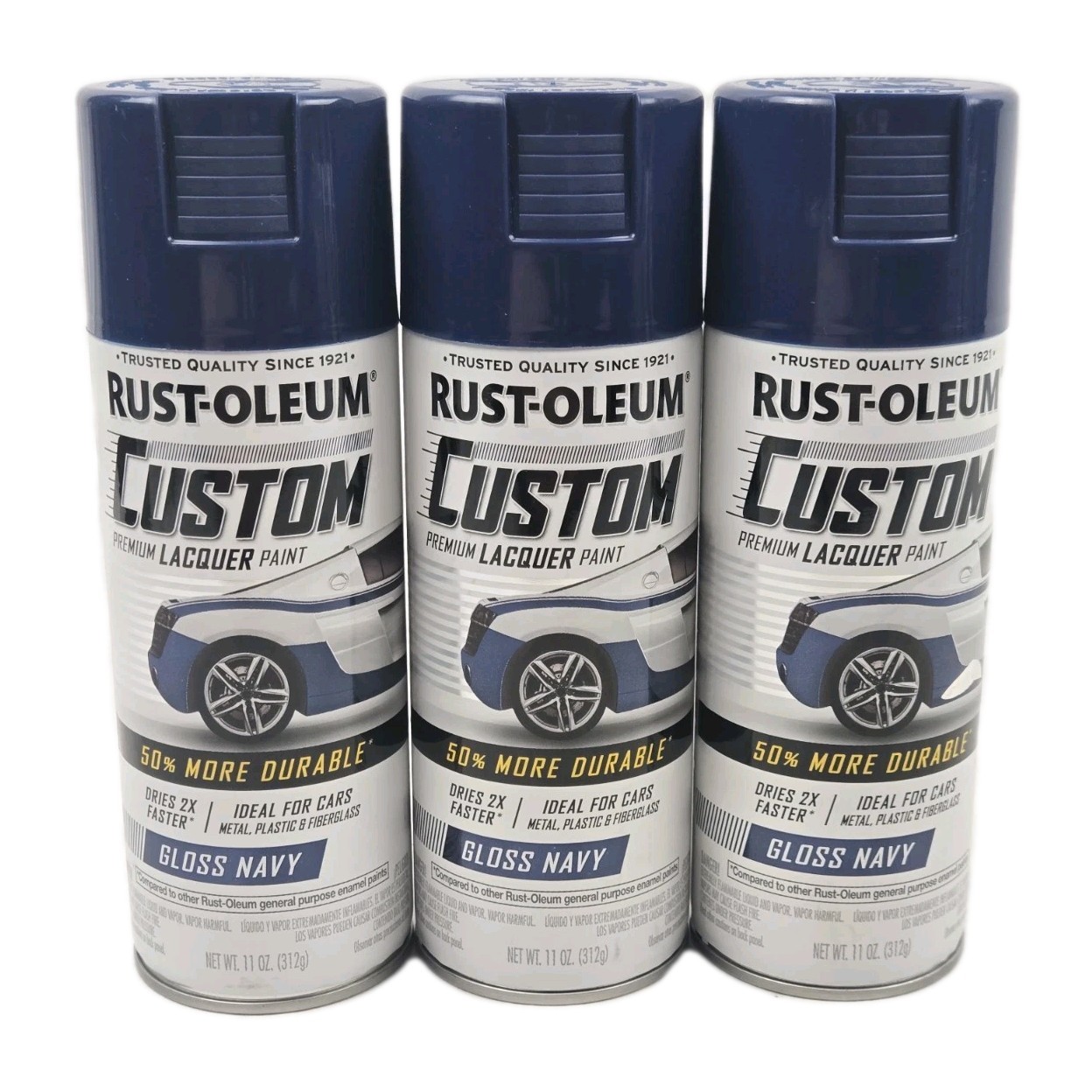 3 Pack Gloss Navy Rust-oleum Custom Premium Lacquer Paint @ 11oz. Each New