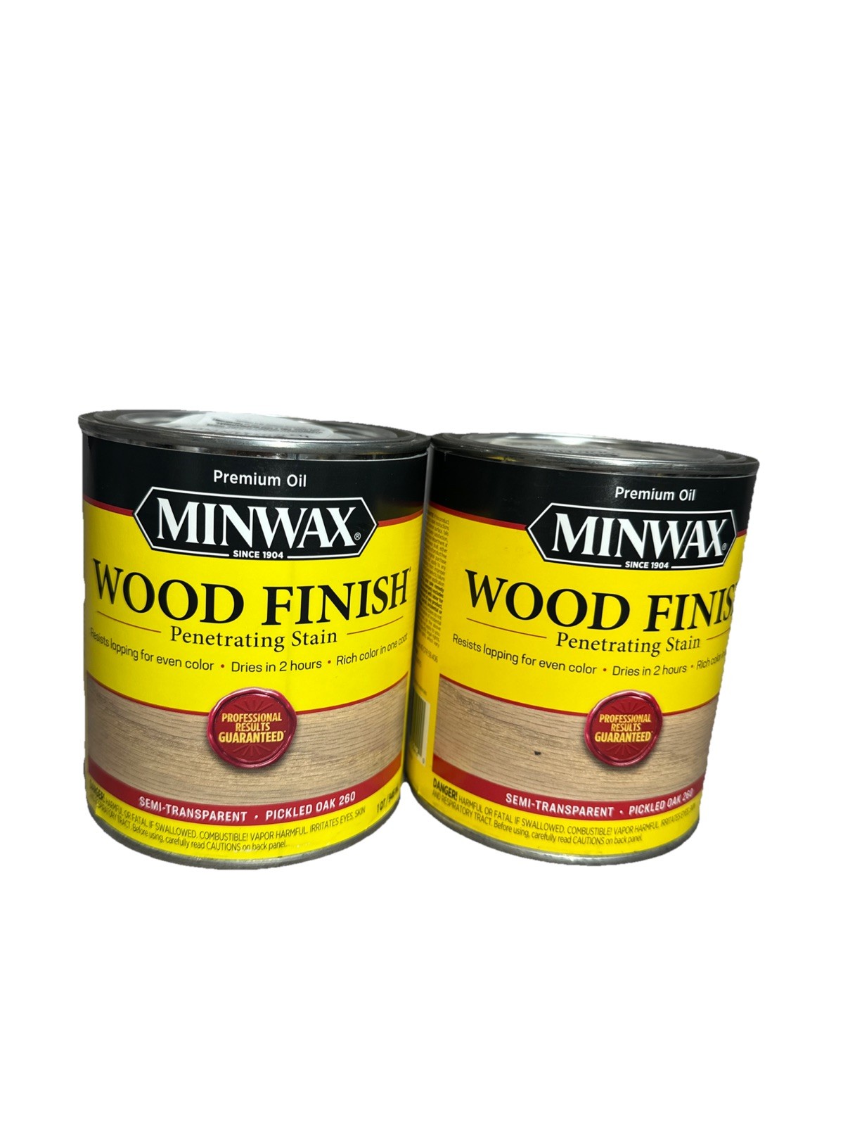 2 Minwax Pickled Oak 260 Wood Finish Oil-Based Stain 1 Quart New Old Stock