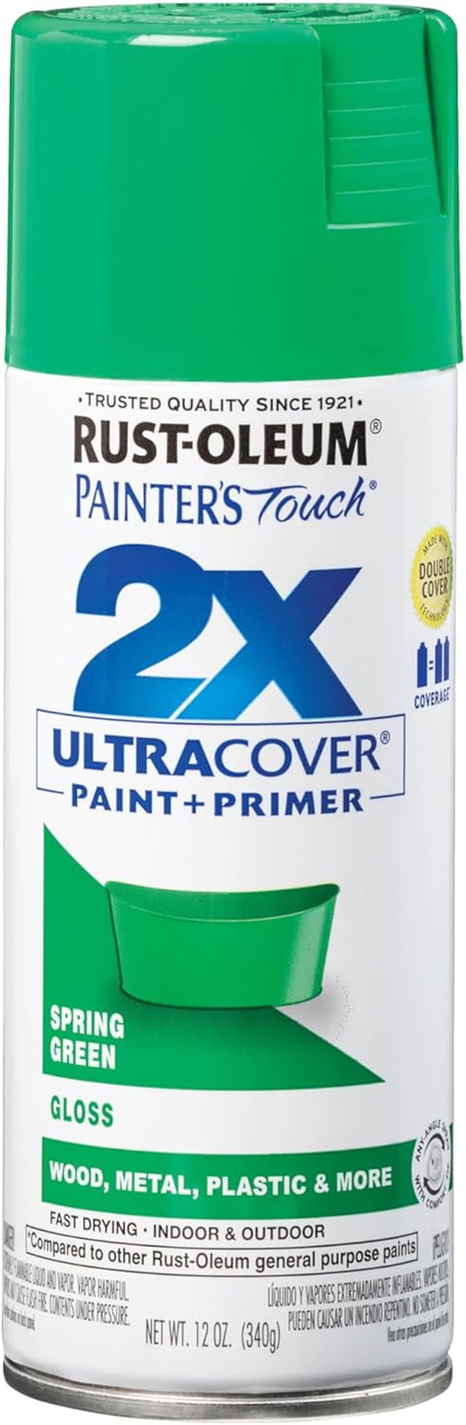 314751 Painter’S Touch 2X Ultra Cover Spray Paint, 12 Oz, Gloss Spring Green