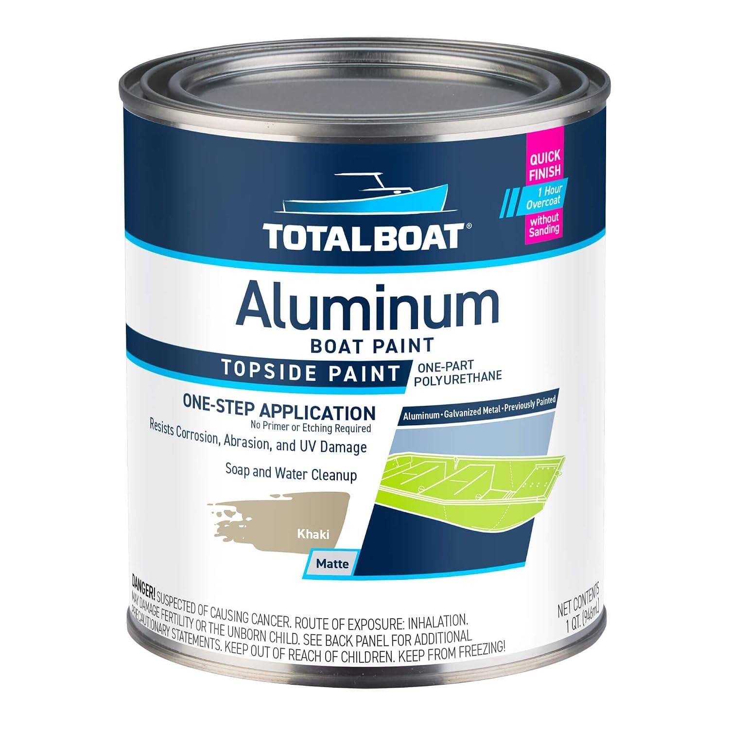 Quart Khaki Fast Drying Aluminum Boat Marine Paint
