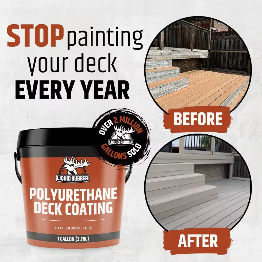 Polyurethane Deck Coating 4 Gal. 10X Stronger than Paint – Sealant for Pool Deck