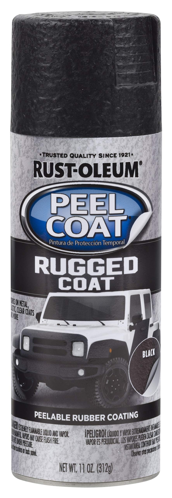 Rust-Oleum 311281 Automotive Peelable Spray, 11 oz, Black, UV Weather Resistant