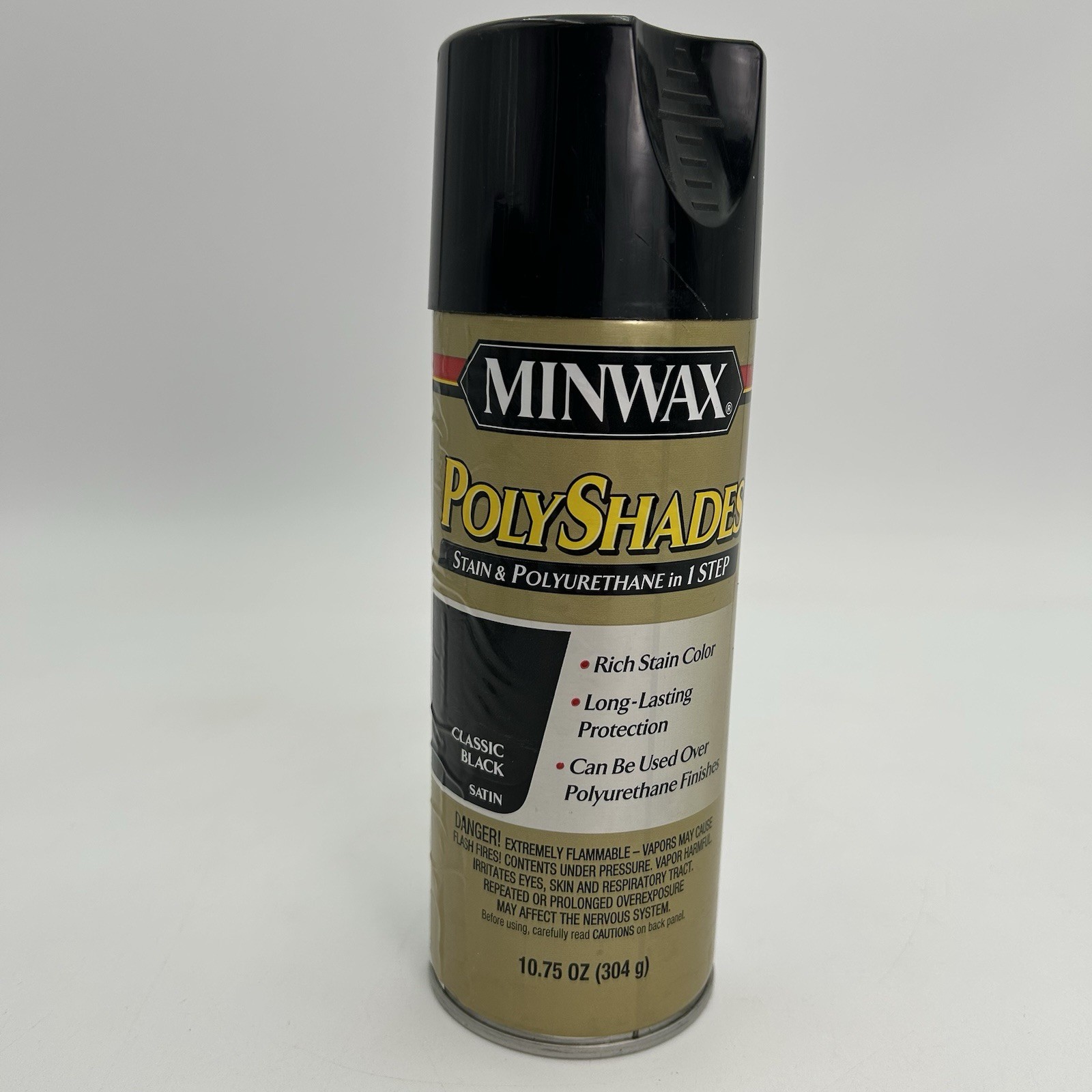 Minwax PolyShades CLASSIC BLACK Satin 10.75 oz Stain & Polyurethane Spray NEW