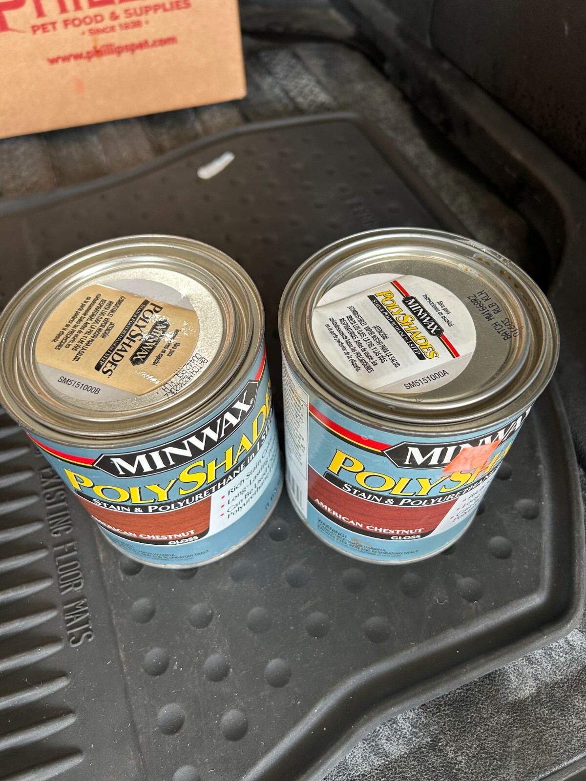 NOS 2-pack 1-quart Minwax Polyshades AMERICAN CHESTNUT GLOSS Stain Polyurethane