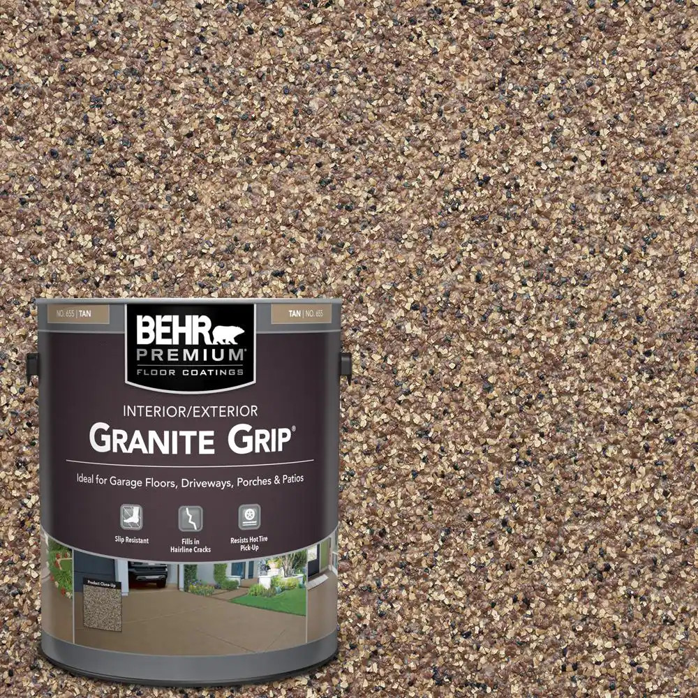 1 Gal Tan Granite Grip Decorative Flat Interior Exterior Concrete Floor Coating