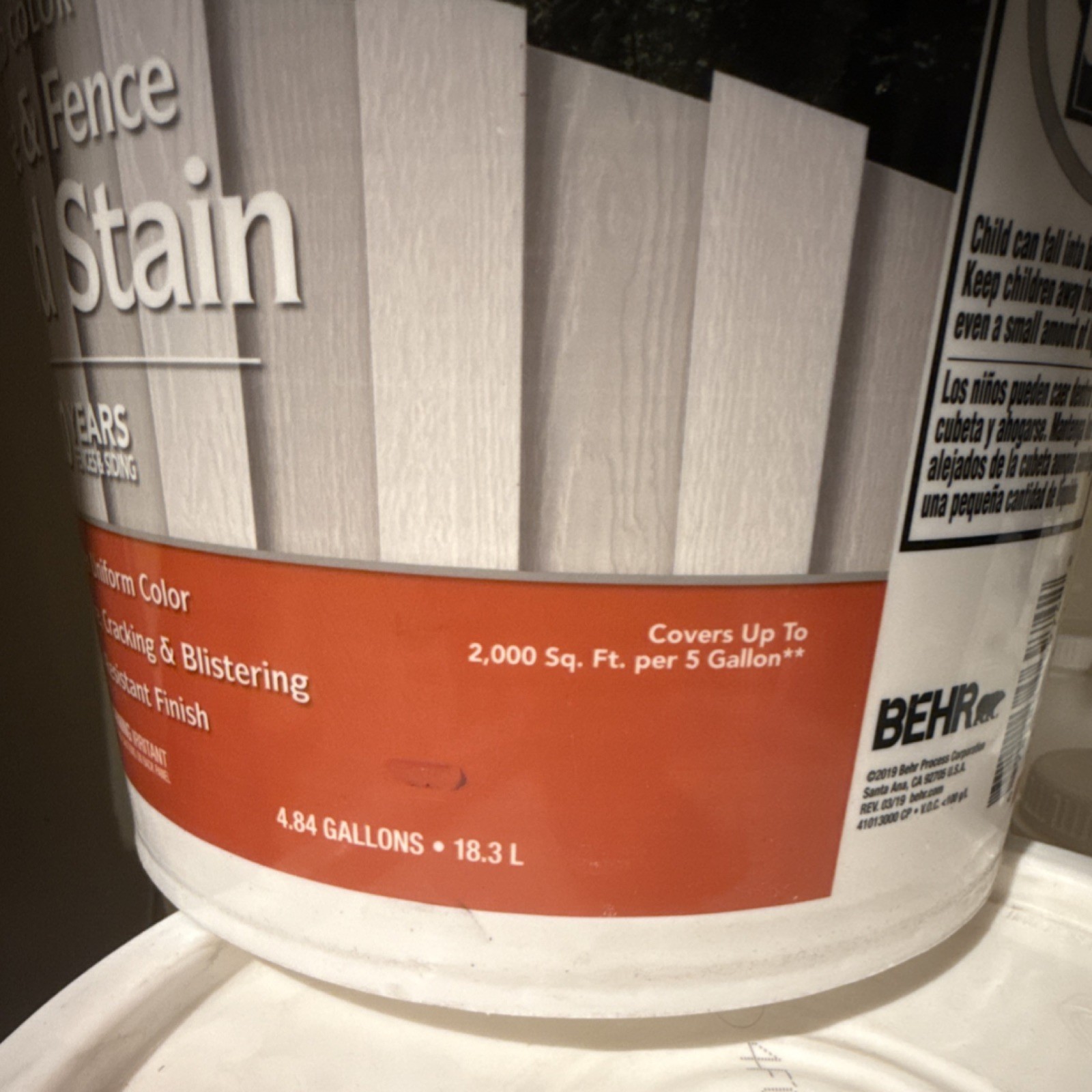 Behr Solid Color Tintable White Base No. 11 Stain 4.84 gal Water-Based