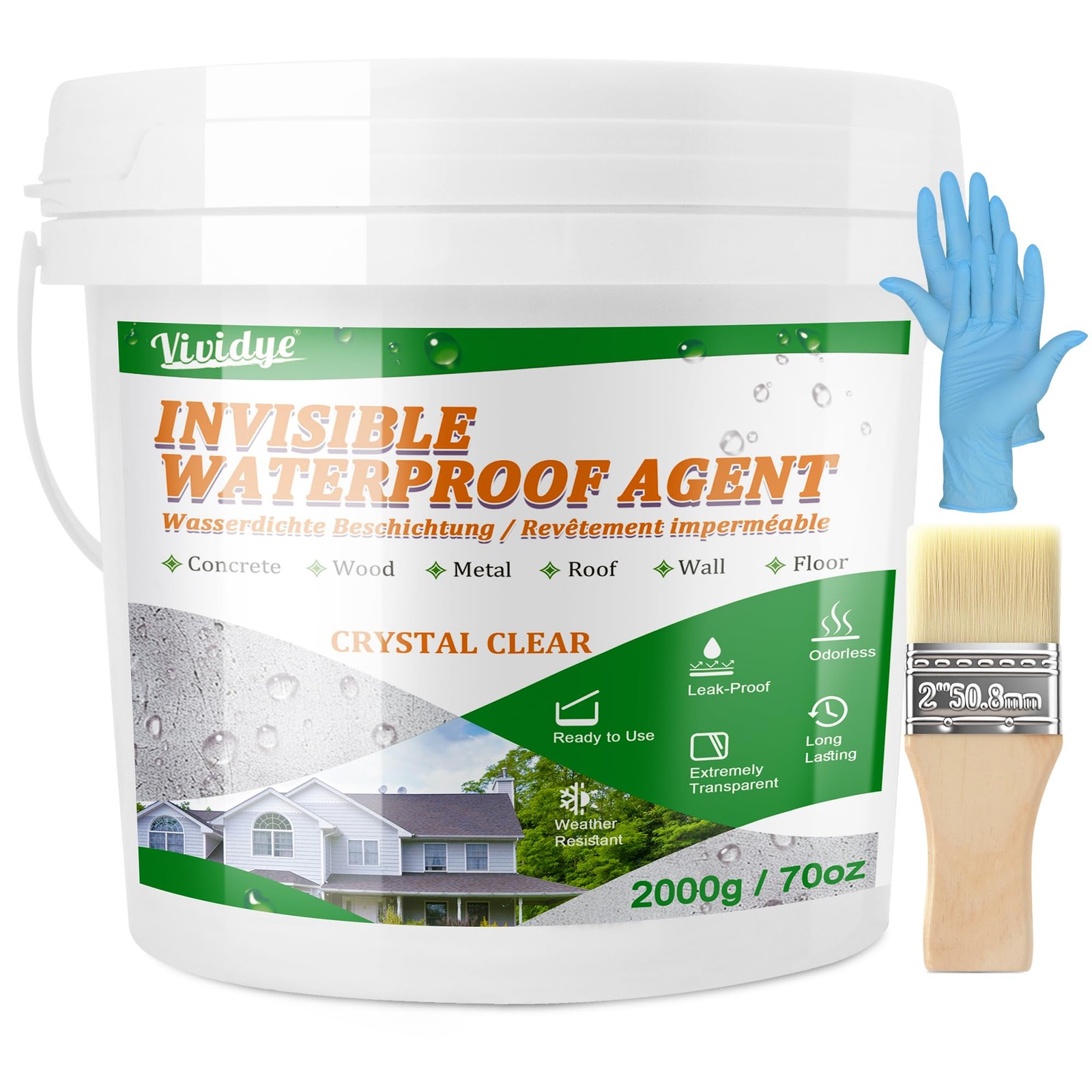 Waterproof Sealant 70oz, Transparent Transparent, 70oz