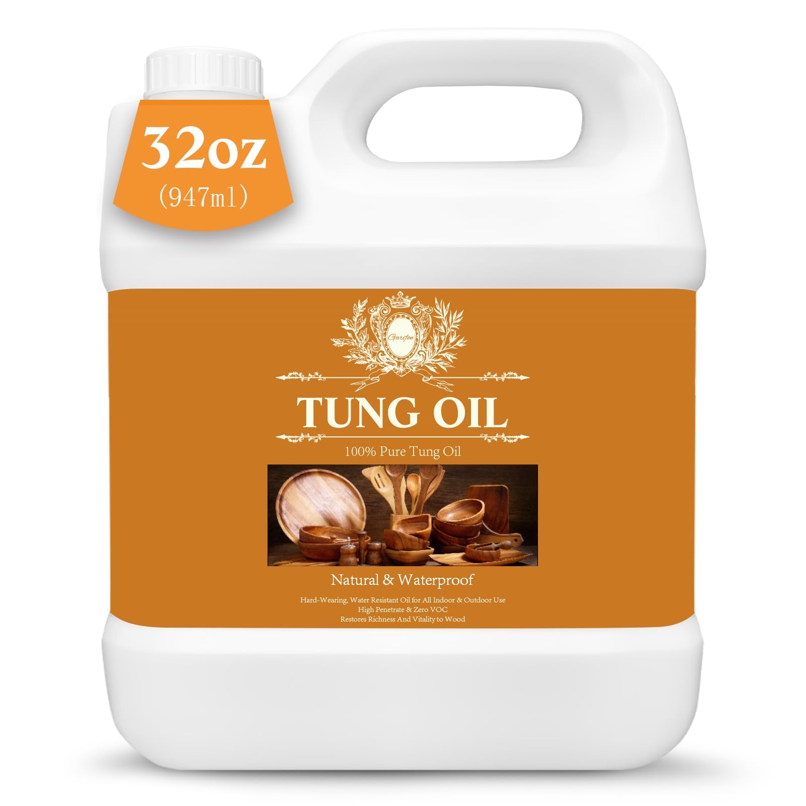 32 OZ Tung Oil for Wood Food Safe, 100% Pure Outdoor, 32 oz