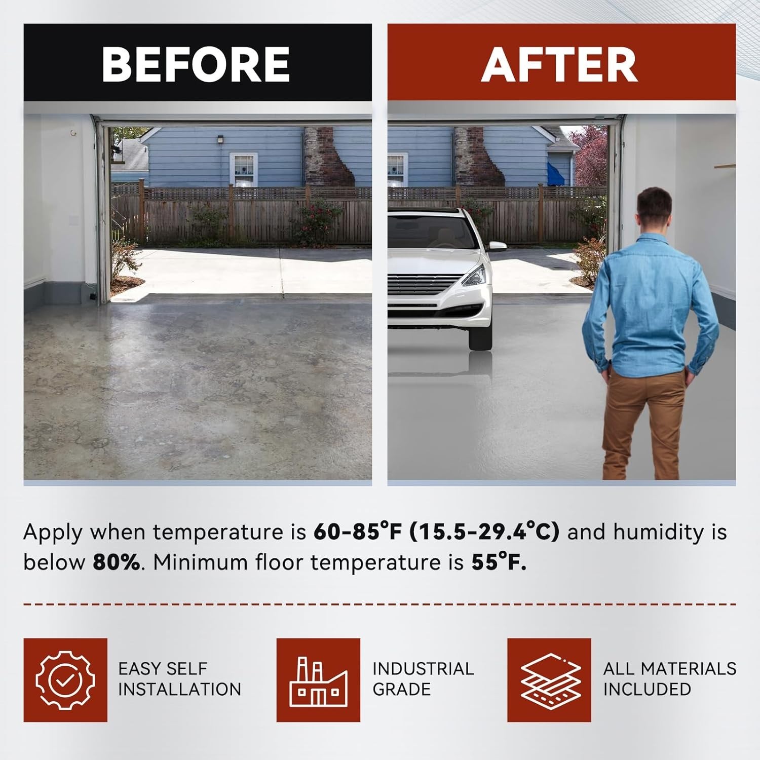 Garage Floor Epoxy Kit, Garage Floor Paint with Tools, Epoxy Coating for Conc…