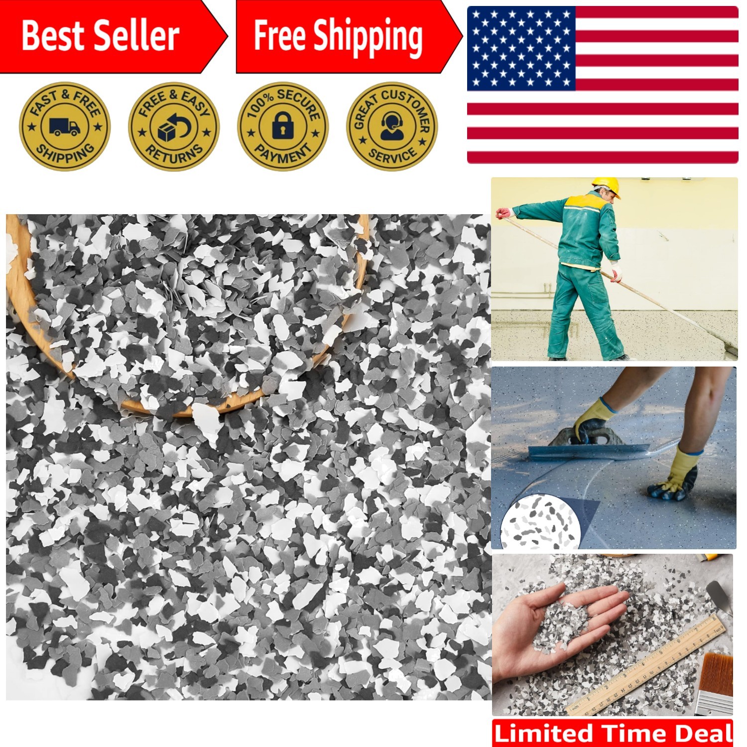 1.54 lb Blend Epoxy Floor Chips for Indoor & Outdoor Walls – Water-Resistant
