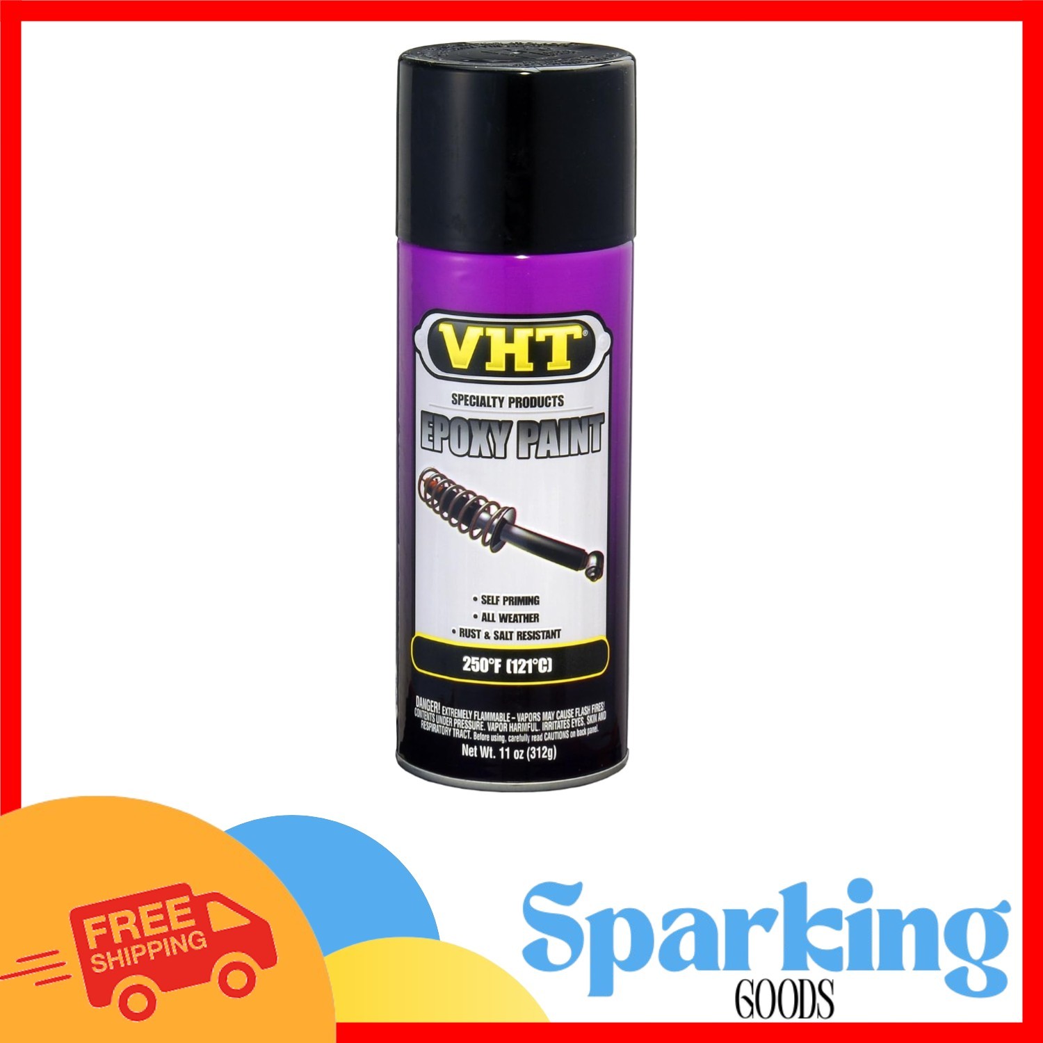 SP650 Gloss Black All-Weather Epoxy Spray Paint – 11 oz – Rust Resistant Finish