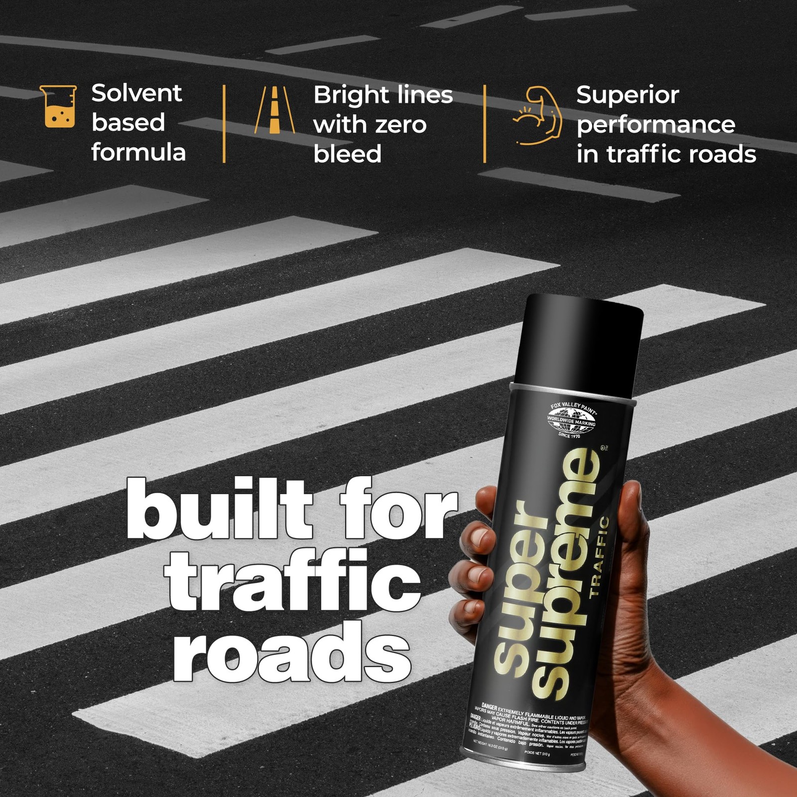 Fox Valley Super Supreme Traffic Marking Spray Paint – 18oz (12-Pack), Fast-D…