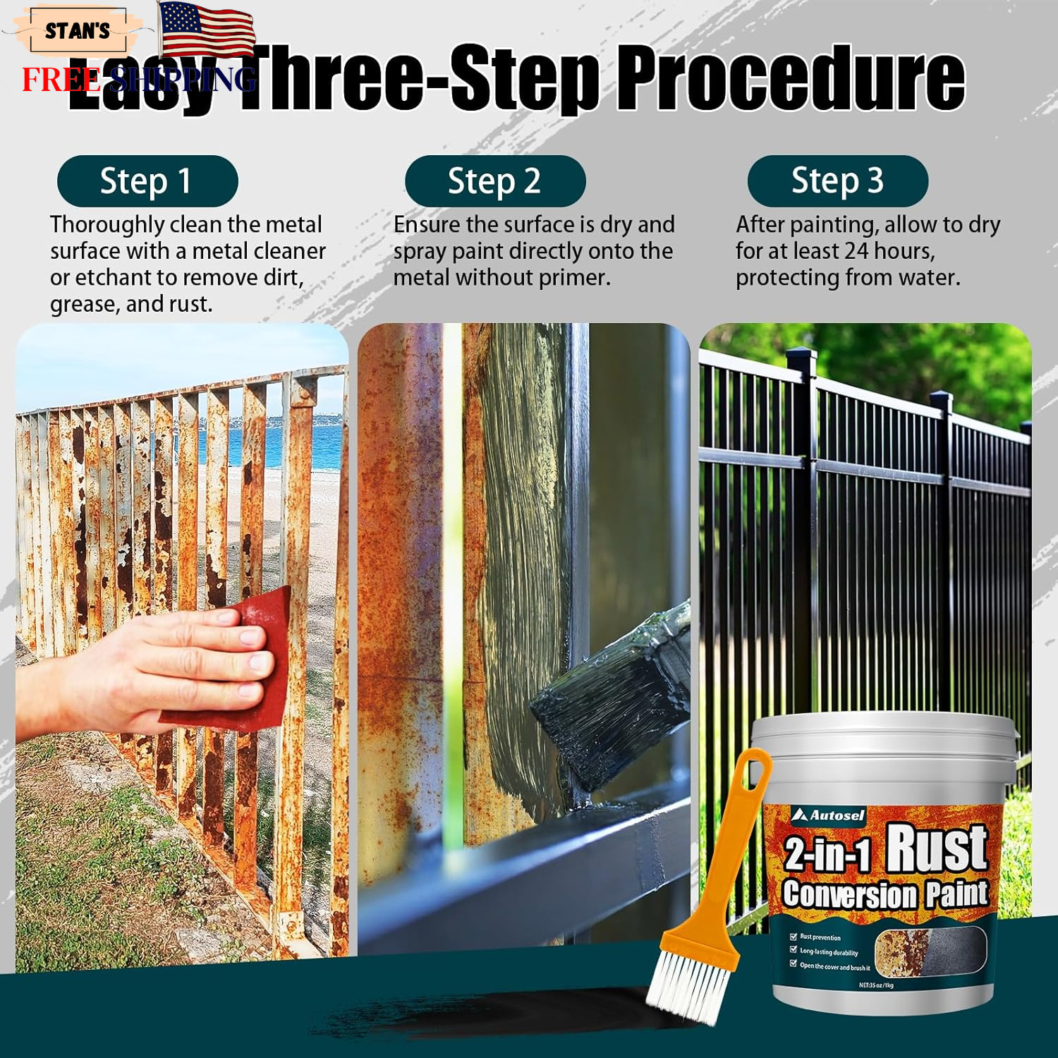 2 in 1 Rust Converter Primer 35oz Stops Rust Heat Resistant Coating Paint NEW…