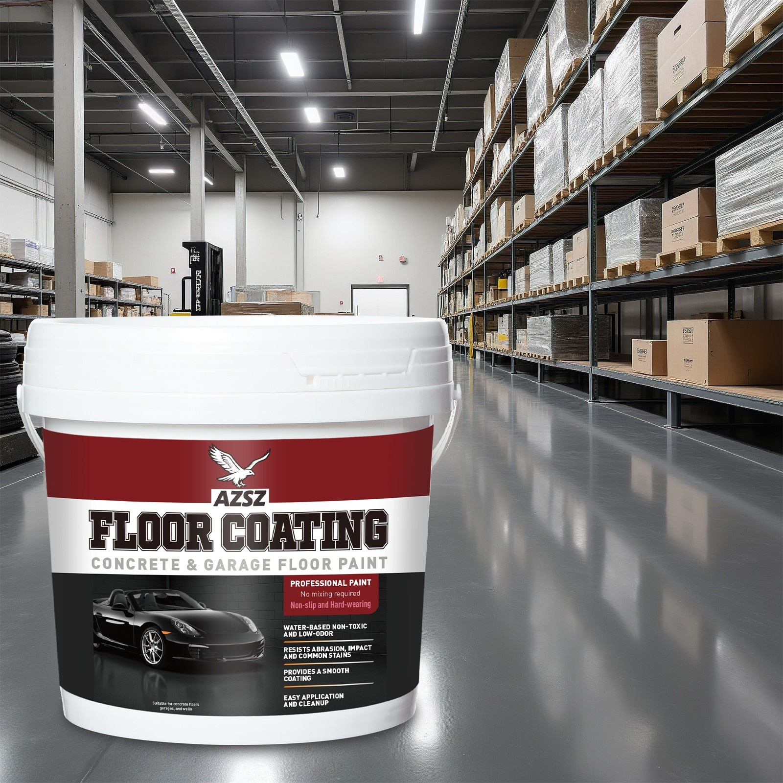 10Gal Acrylic Floor Concrete Paint, Indoor Outdoor Garage Floor Driveway Coating