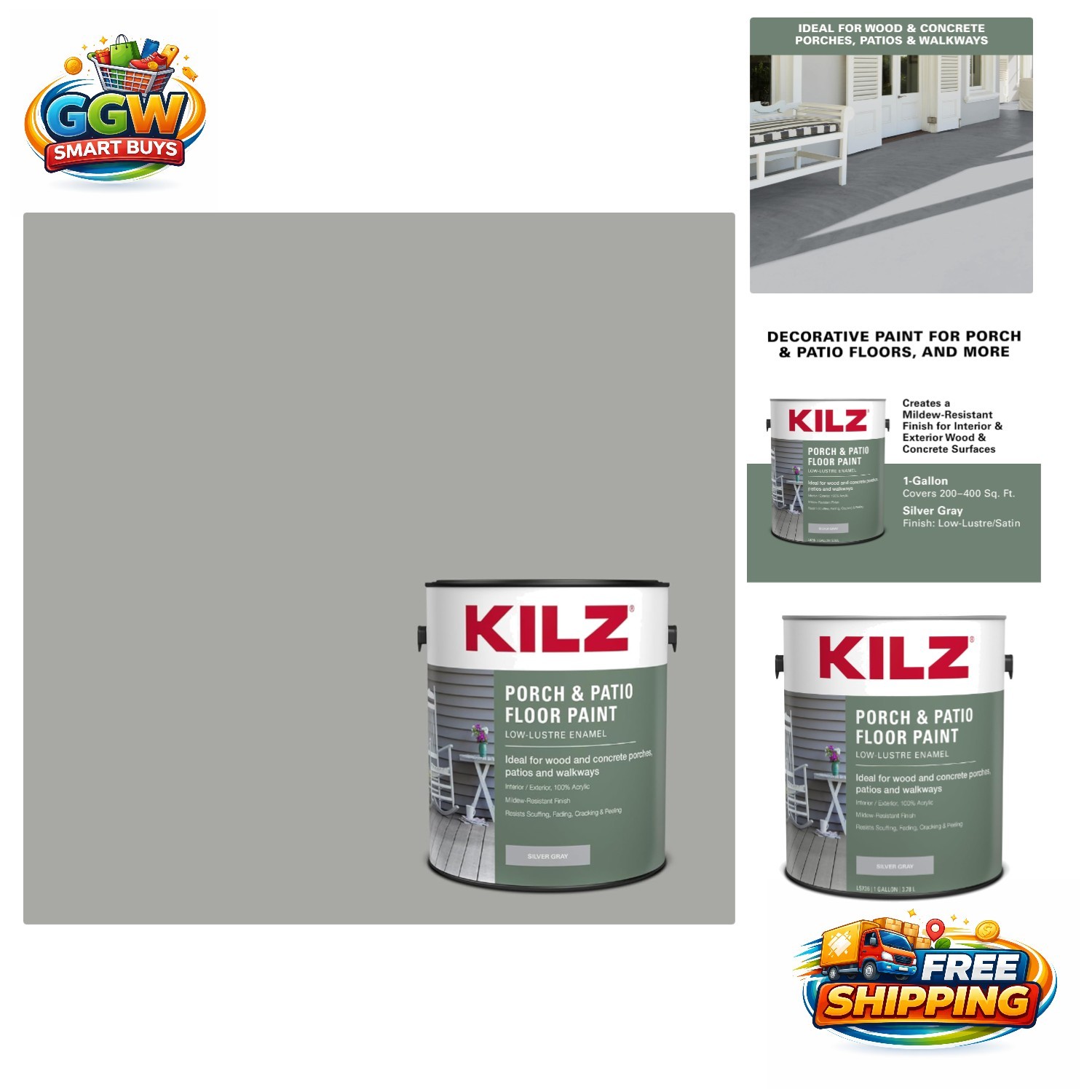 1 Gallon Silver Gray Acrylic Floor Paint – Weather Resistant & Quick Drying