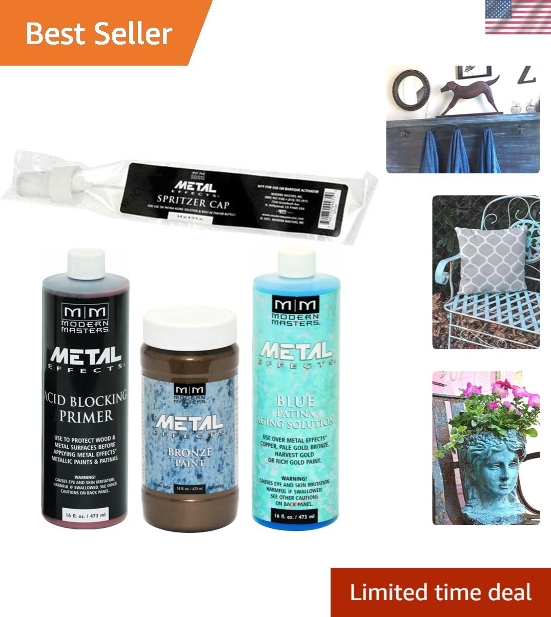 Metal Effects Bronze Paint and Blue Patina Kit 16-Ounce