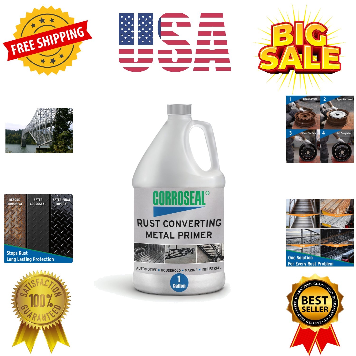 Rust Converter & Metal Primer – Stops & Prevents Corrosion on Metal, Pro-Grad…