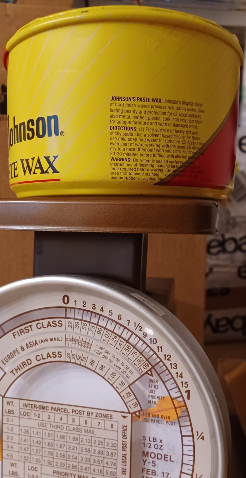 Vintage DISCONTINUED 16 oz SC Johnson Wood Paste Wax, Weighs Just Over One Pound