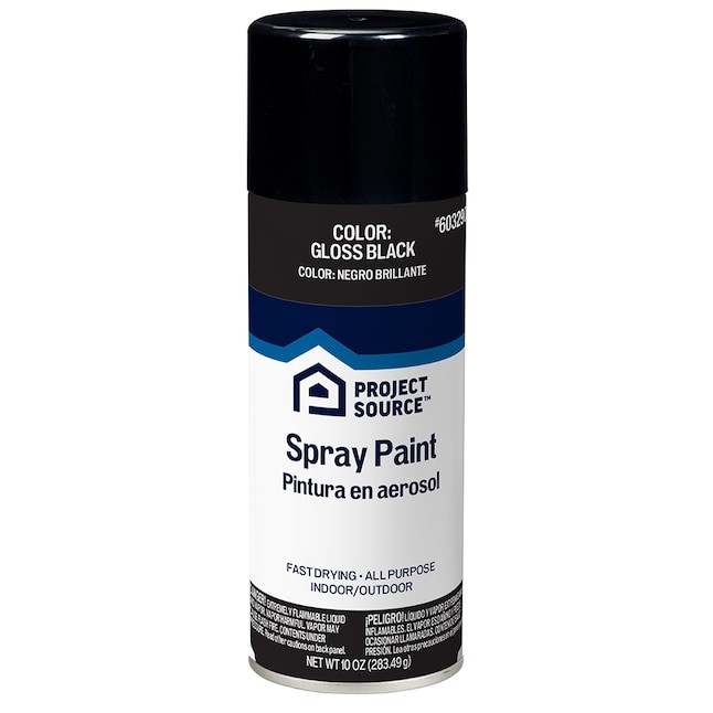 Project Source Gloss Black Oil-based Spray paint NET WT. 10-oz