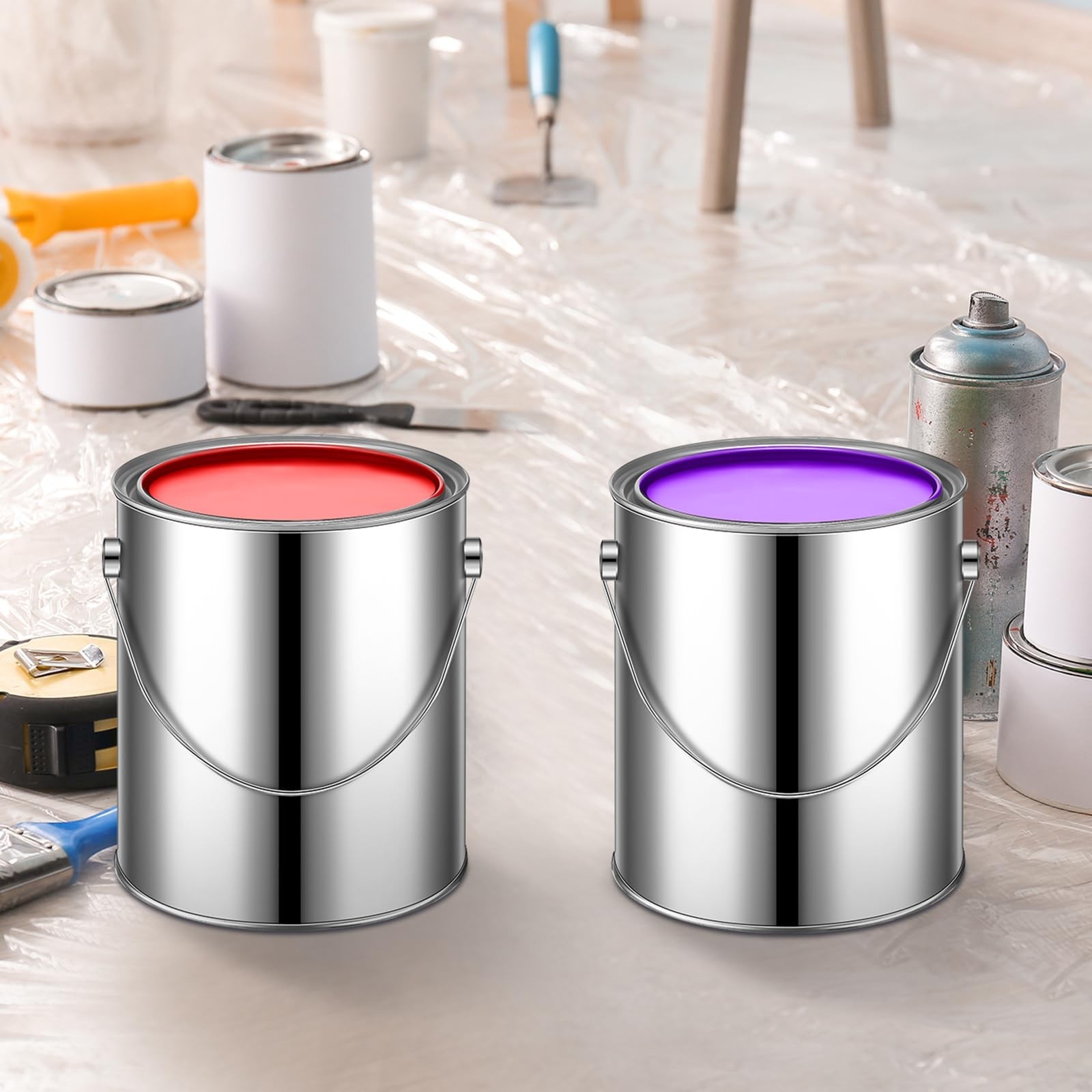 Uiifan 12 Pcs 1 Gallon Empty Metal Paint Cans with Lids, Heavy Duty Buckets w…