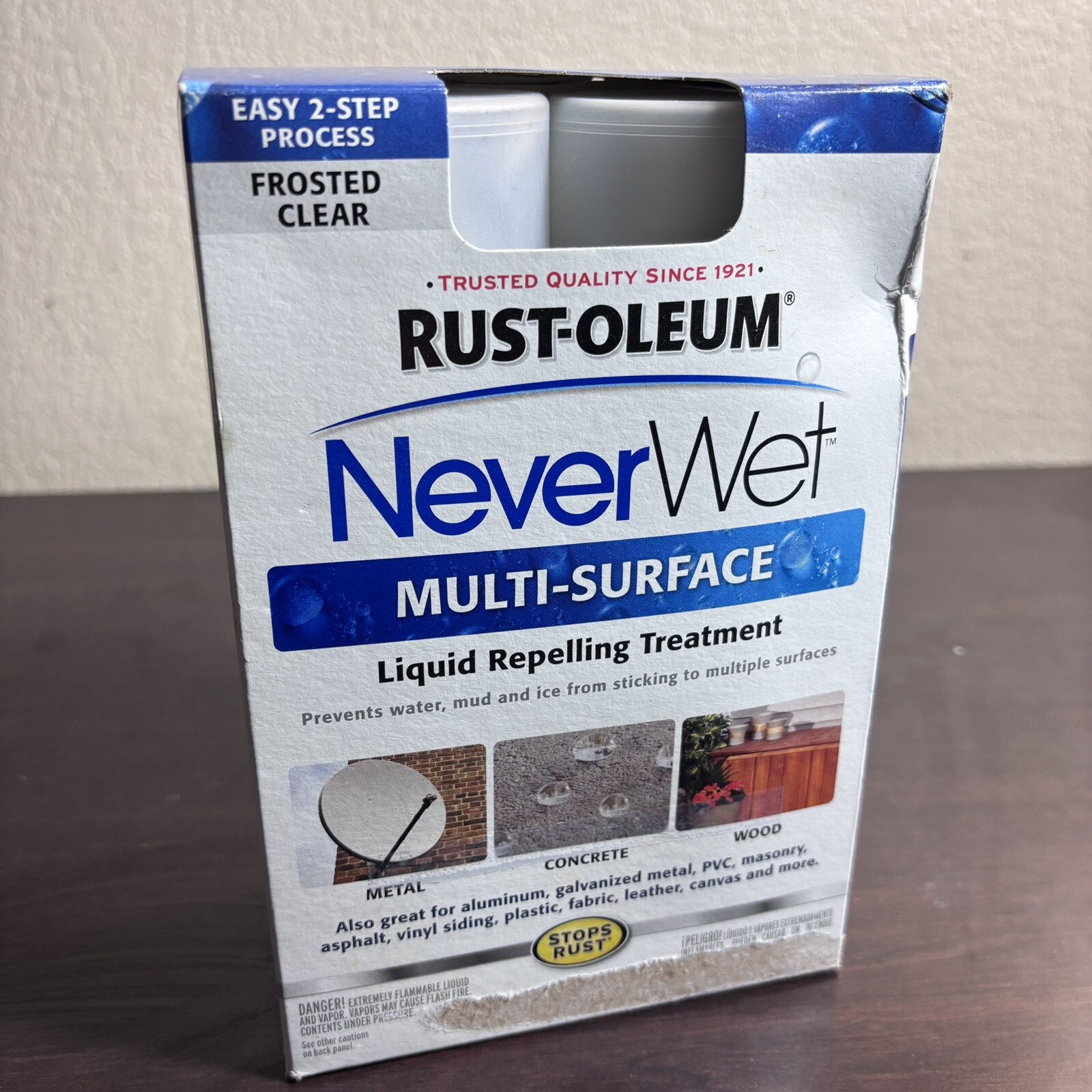 Rust-Oleum Never Wet kit Frosted Clear Liquid Repelling Treatment Stops Rust