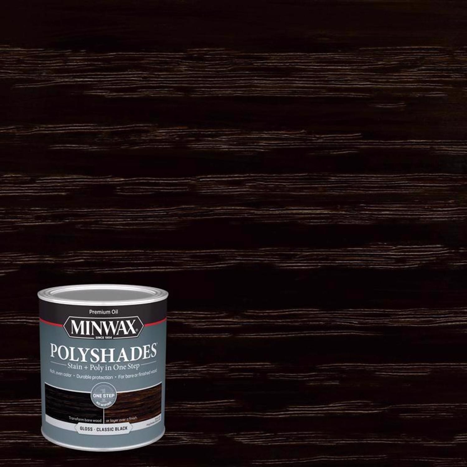 Minwax 61495444 Indoor Gloss Classic Black Polyurethane Stain 1 qt. (Pack of 4)