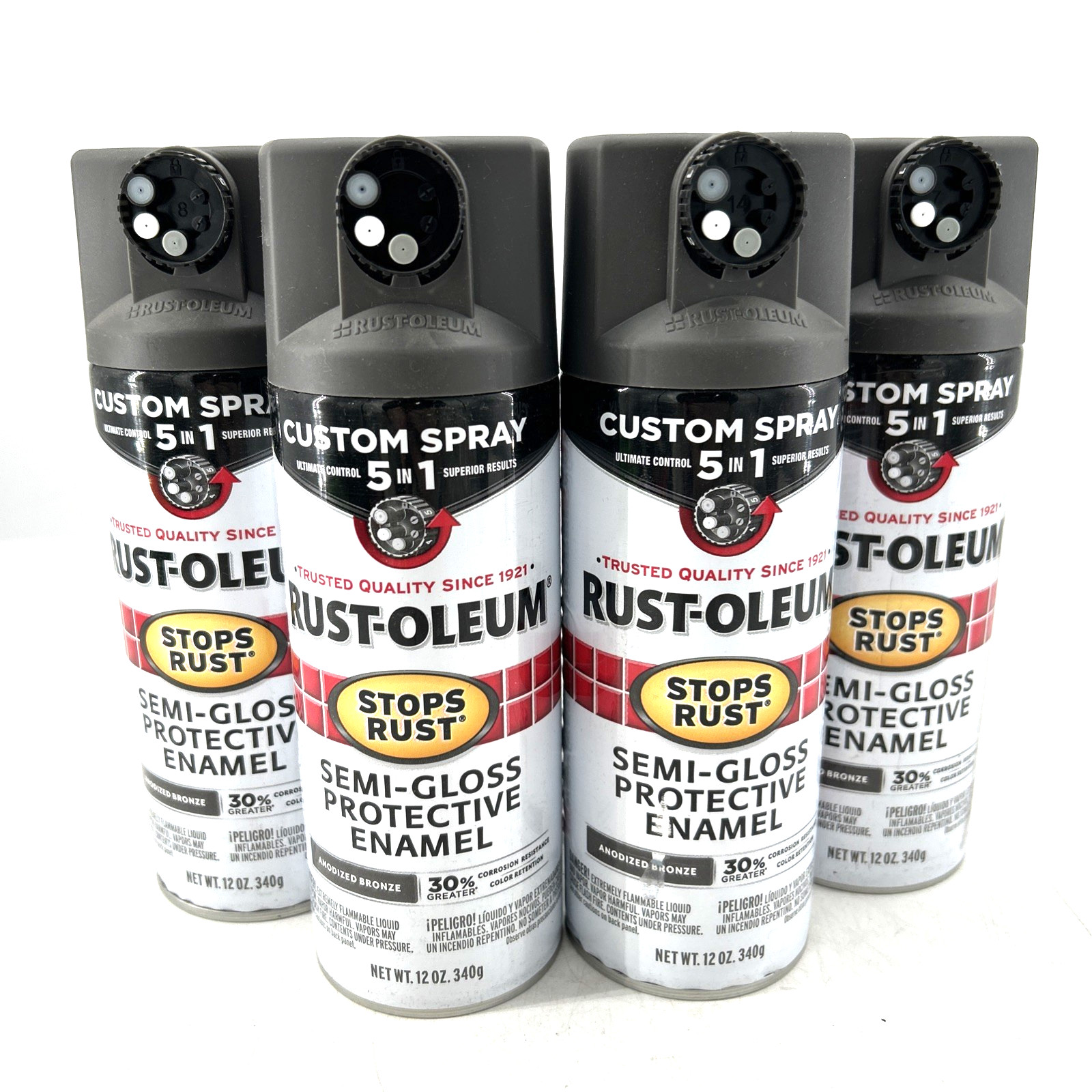 Rust-Oleum Semi-Gloss Protective Enamel Spray Paint Lot Of 4 Anodized Bronze