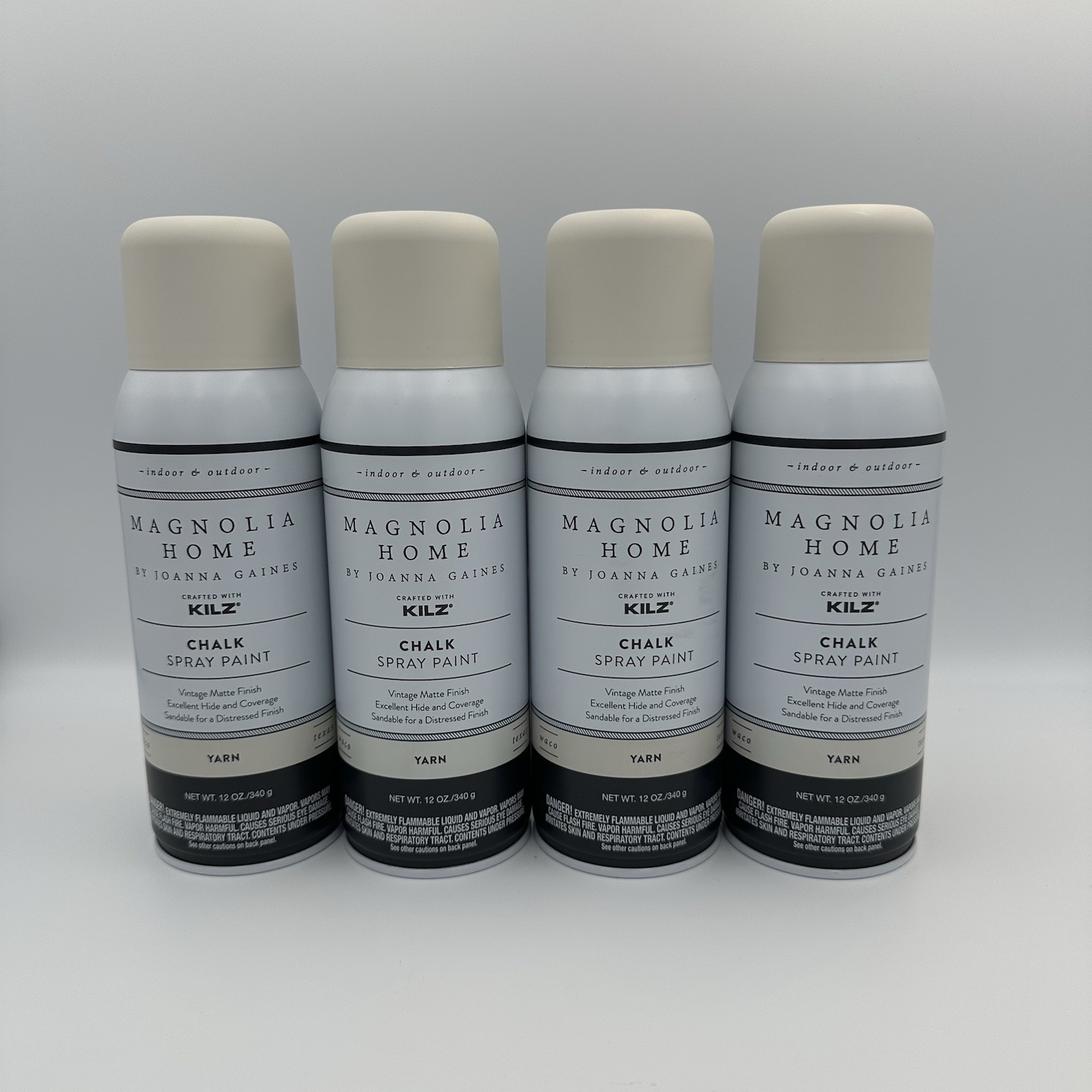 (4) Magnolia Home Joanna Gaines Crafted with Kilz CHALK Spray Paint Color: YARN