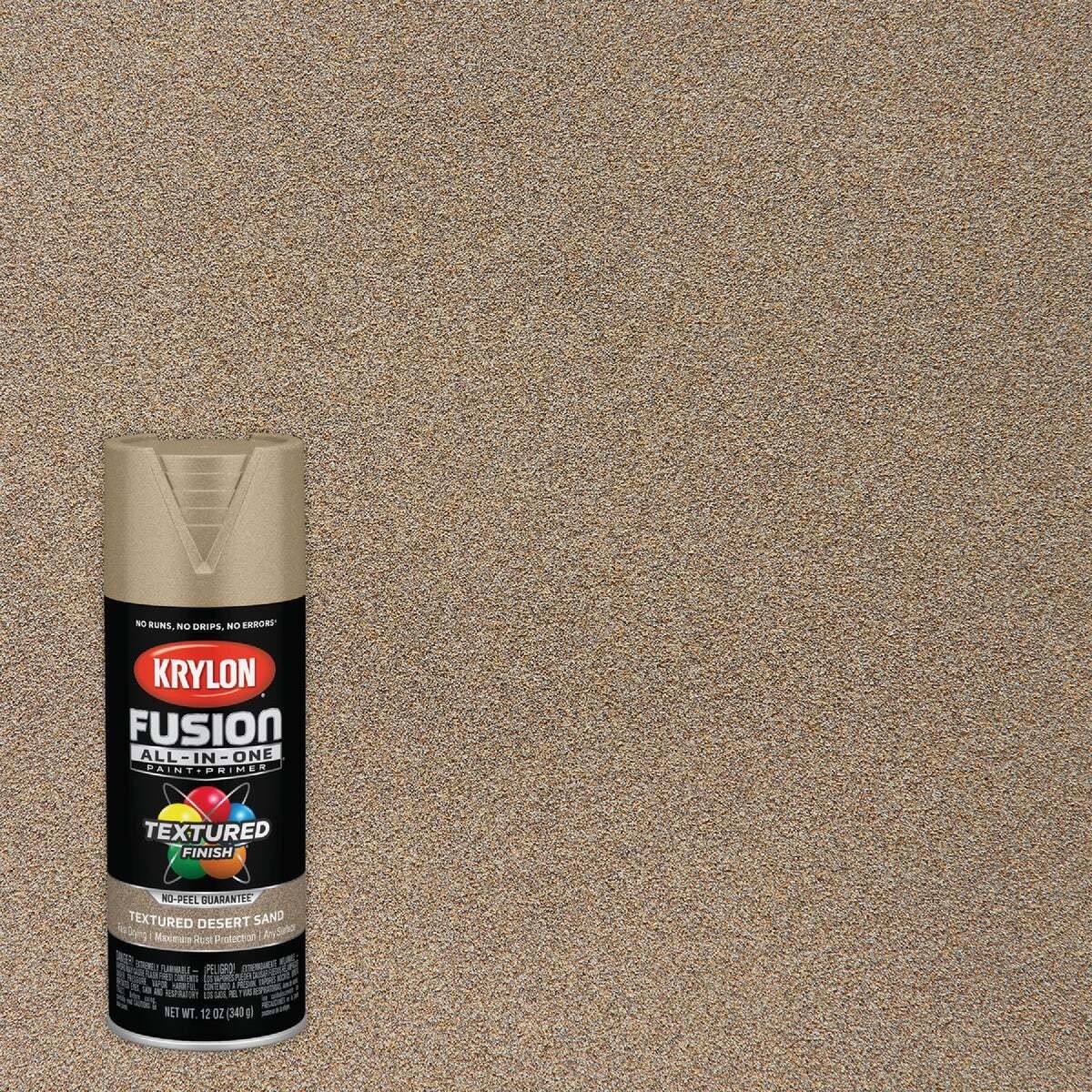 Fusion Primer and Spray Paint, Textured, Desert Sand, 12 oz, Aerosol Can