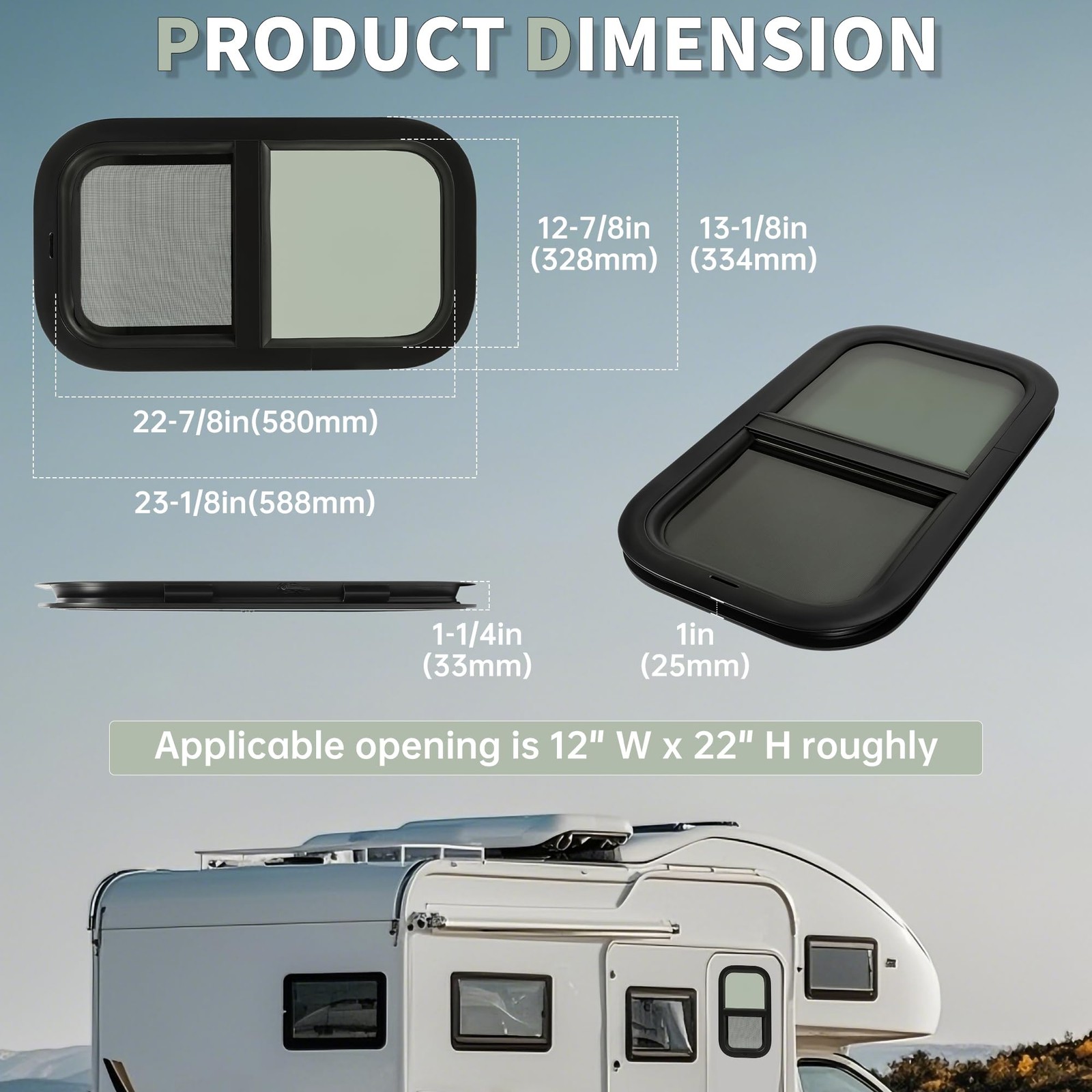 Hecasa Vertical Rv Window 12 W X 22 H Replacement Cargo Trailer Windows For