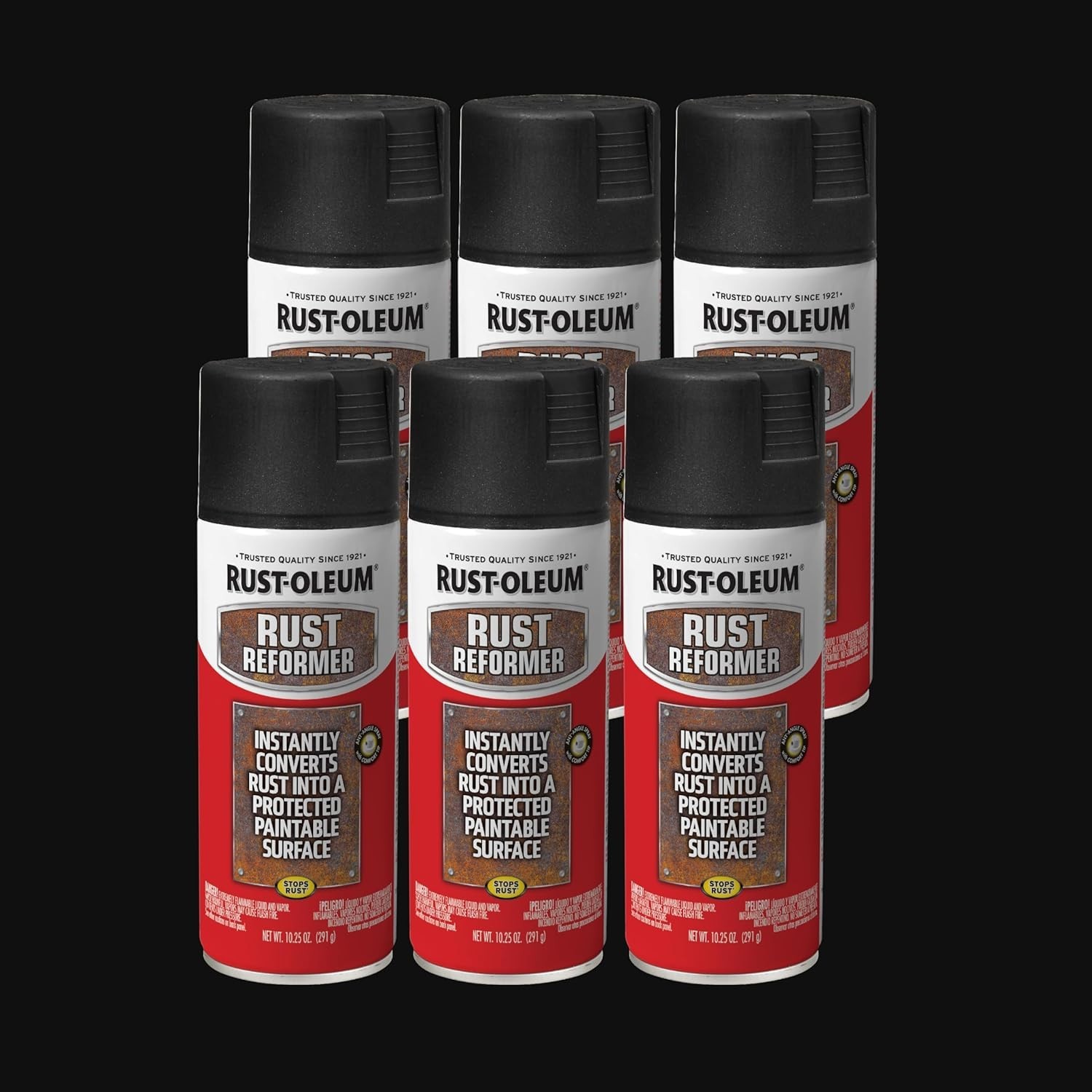 Rust-Oleum Rust Reformer Spray 6-Pack 10.25oz Matte Black Rust to Protected Surf