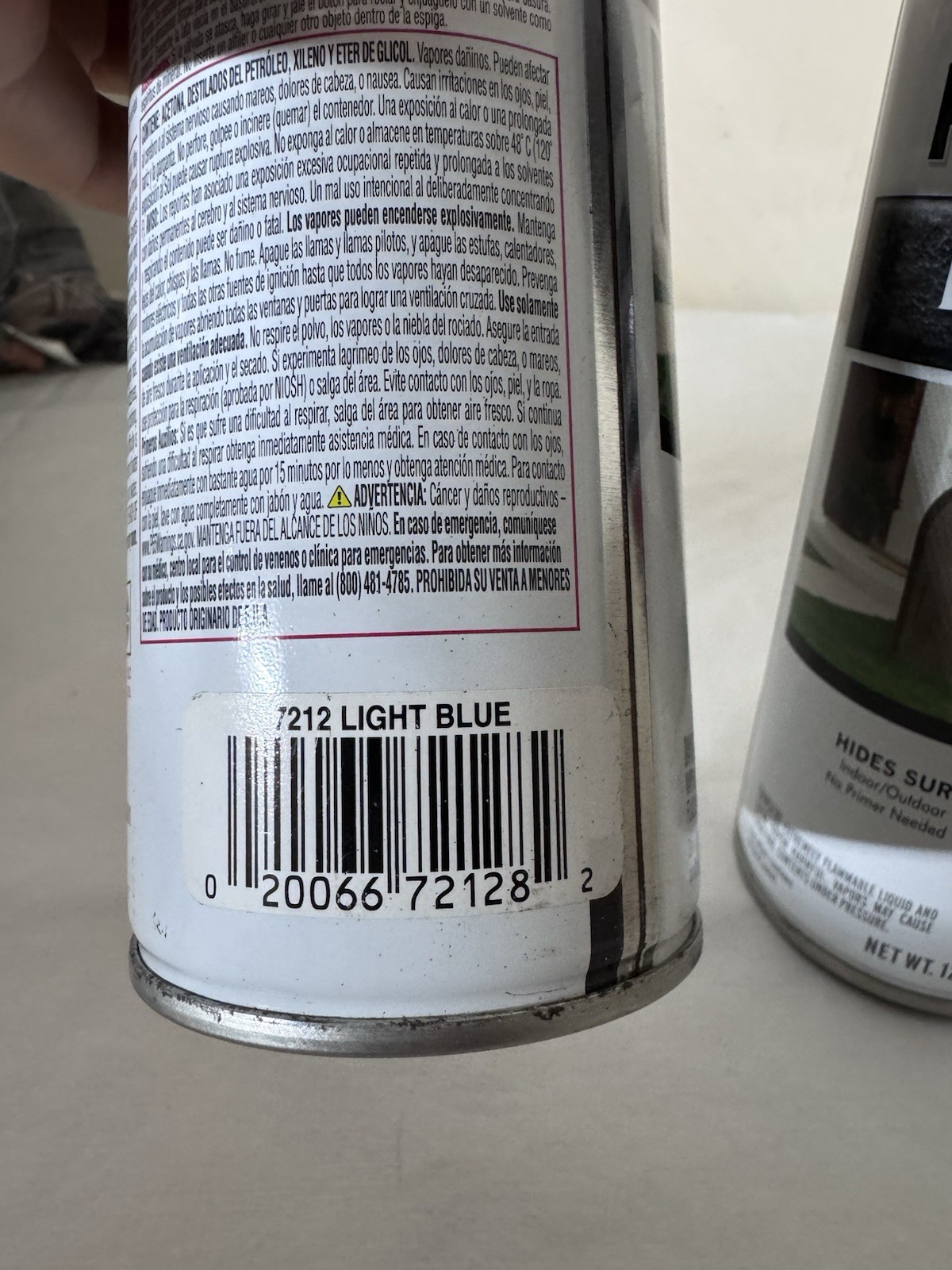 2X Rustoleum Hammered Light Blue 7212 spray paint- 1 Full, 1 50% Full