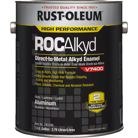 Rust-Oleum 245309 Interior/Exterior Paint, Metallic, Oil Base, Aluminum, 1 Gal