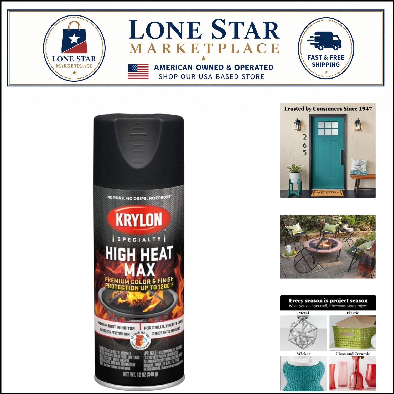 Versatile 12oz Black Gloss High Heat Max Paint – Indoor/Outdoor Rust Resistance