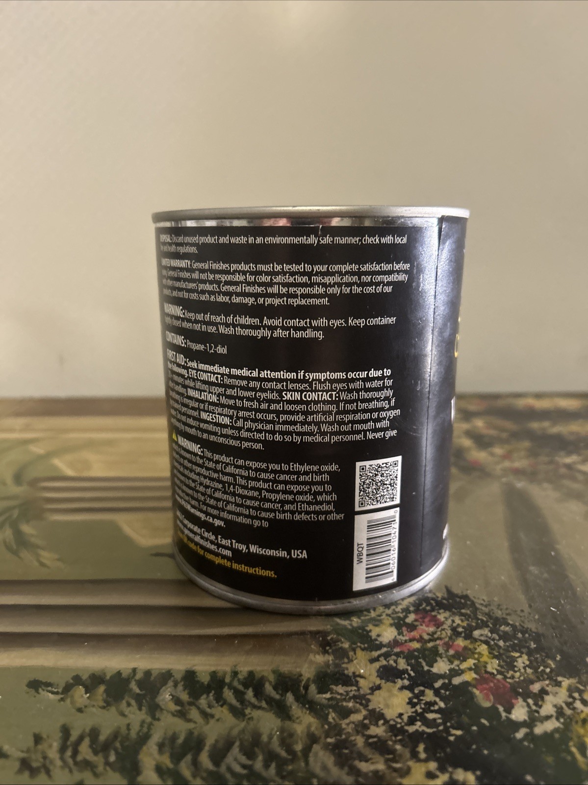 General Finishes Wood Stain Water Based Black Stain 1 Quart