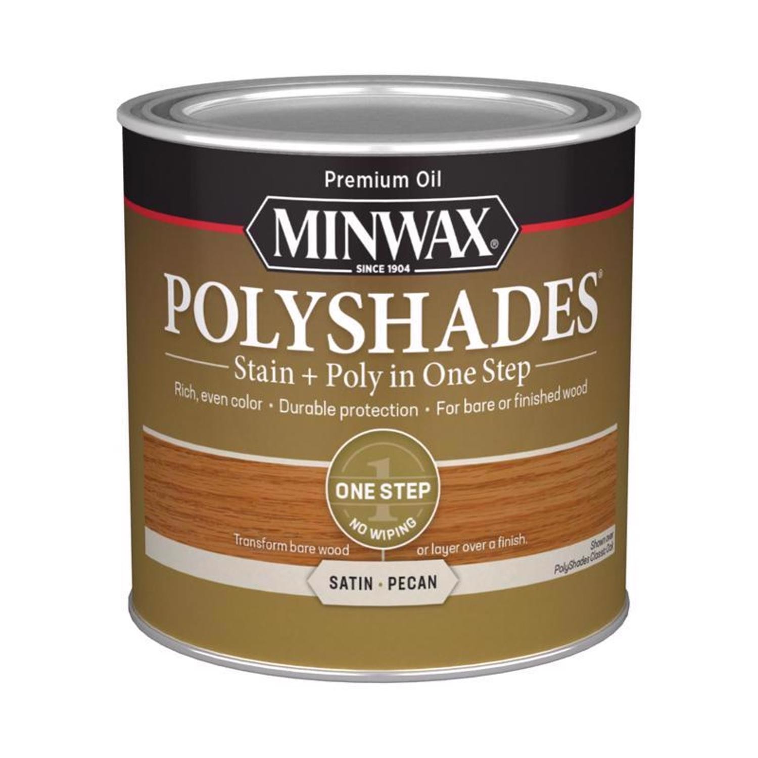 Minwax 213204444 Satin Pecan Stain and Polyurethane Finish 0.5 pt. (Pack of 4)