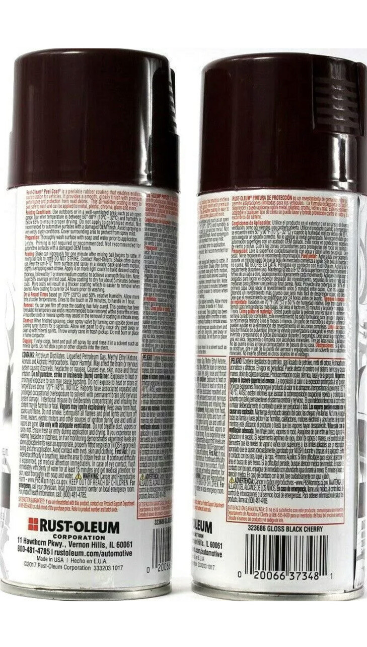 One RUST-OLEUM Spray Peel Coat Peelable Rubber Coating Gloss Black Cherry 10oz
