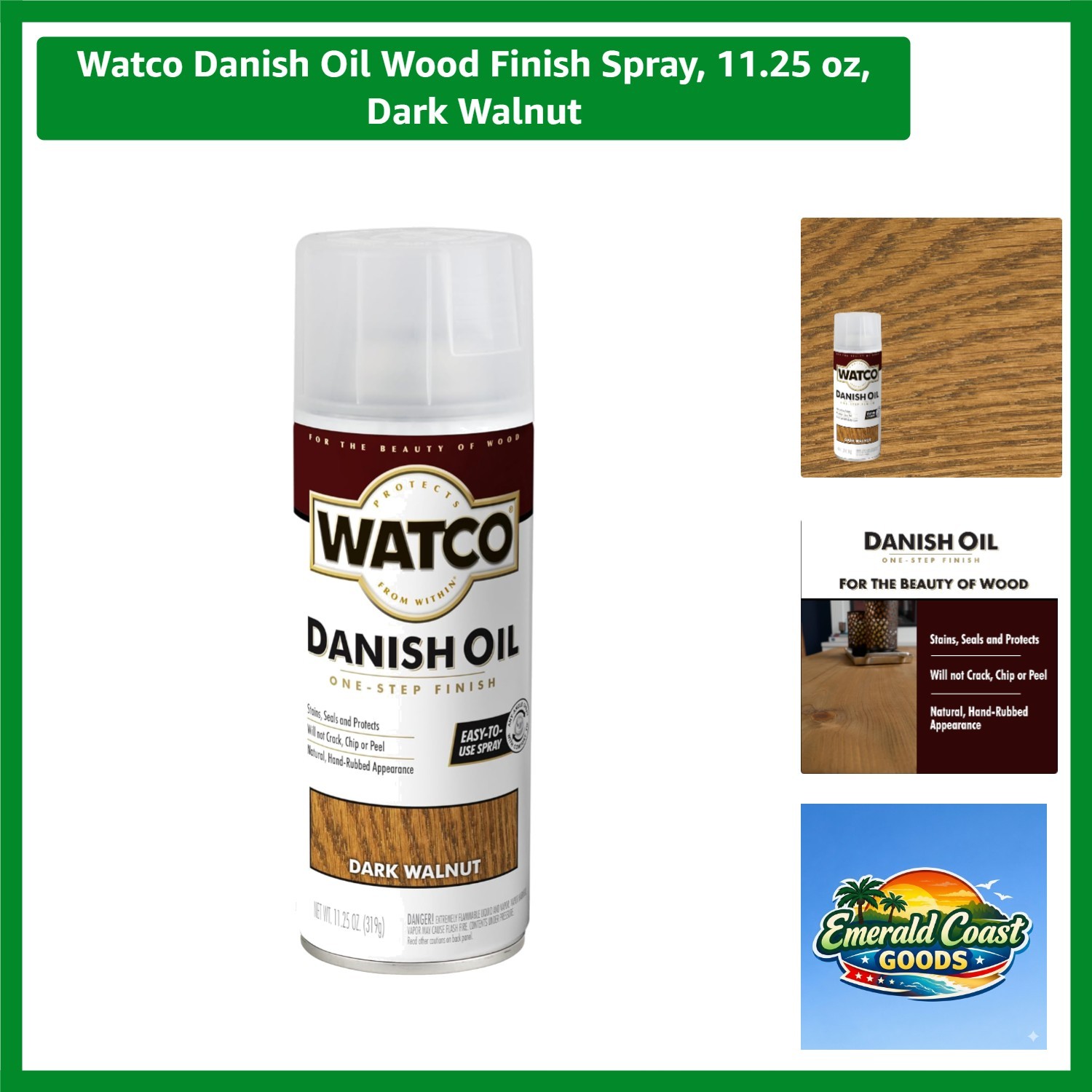 Danish Oil Wood Finish Spray, 11.25 oz, Dark Walnut