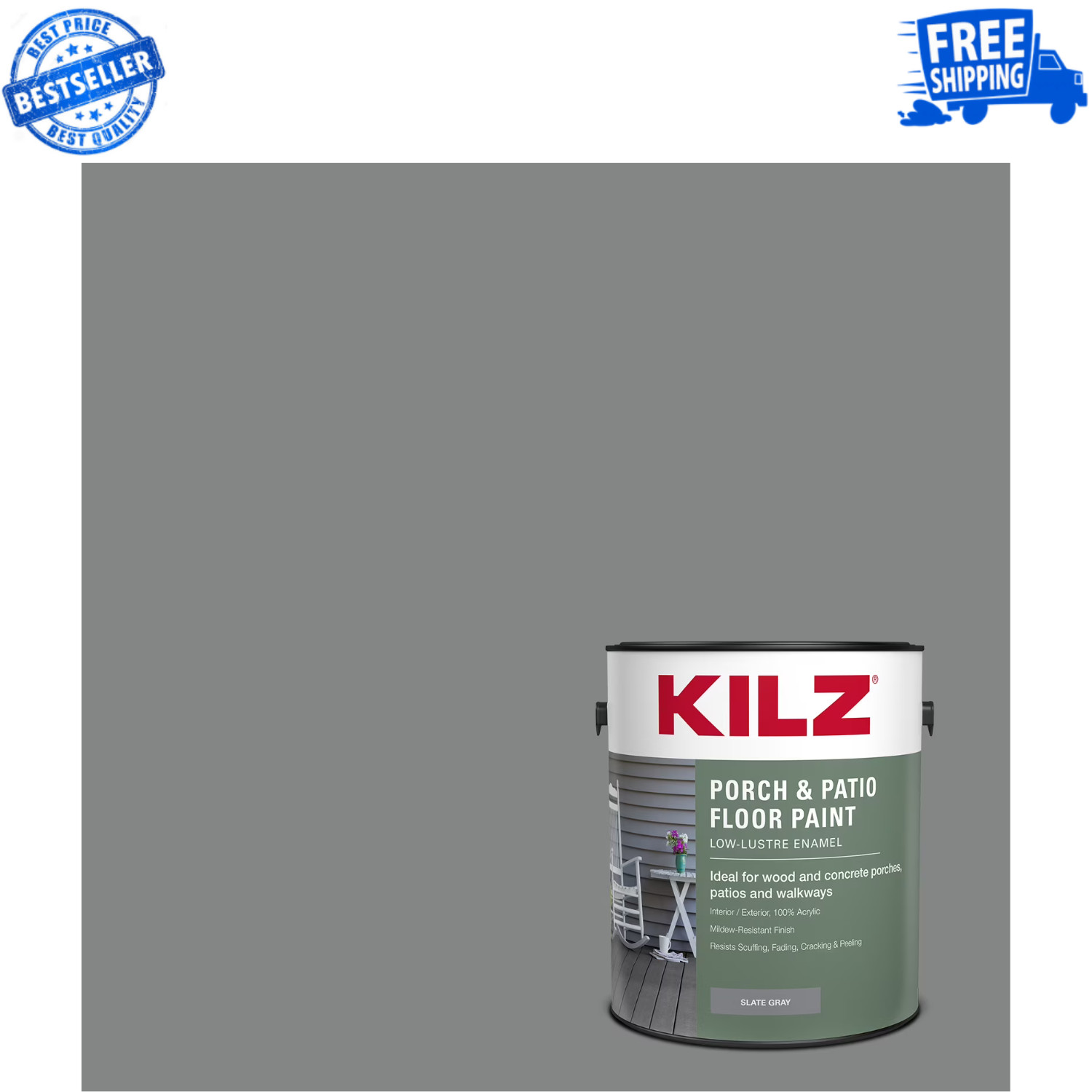 KILZ Porch Patio Floor Paint Slate Gray 1 Gal Latex Interior Exterior