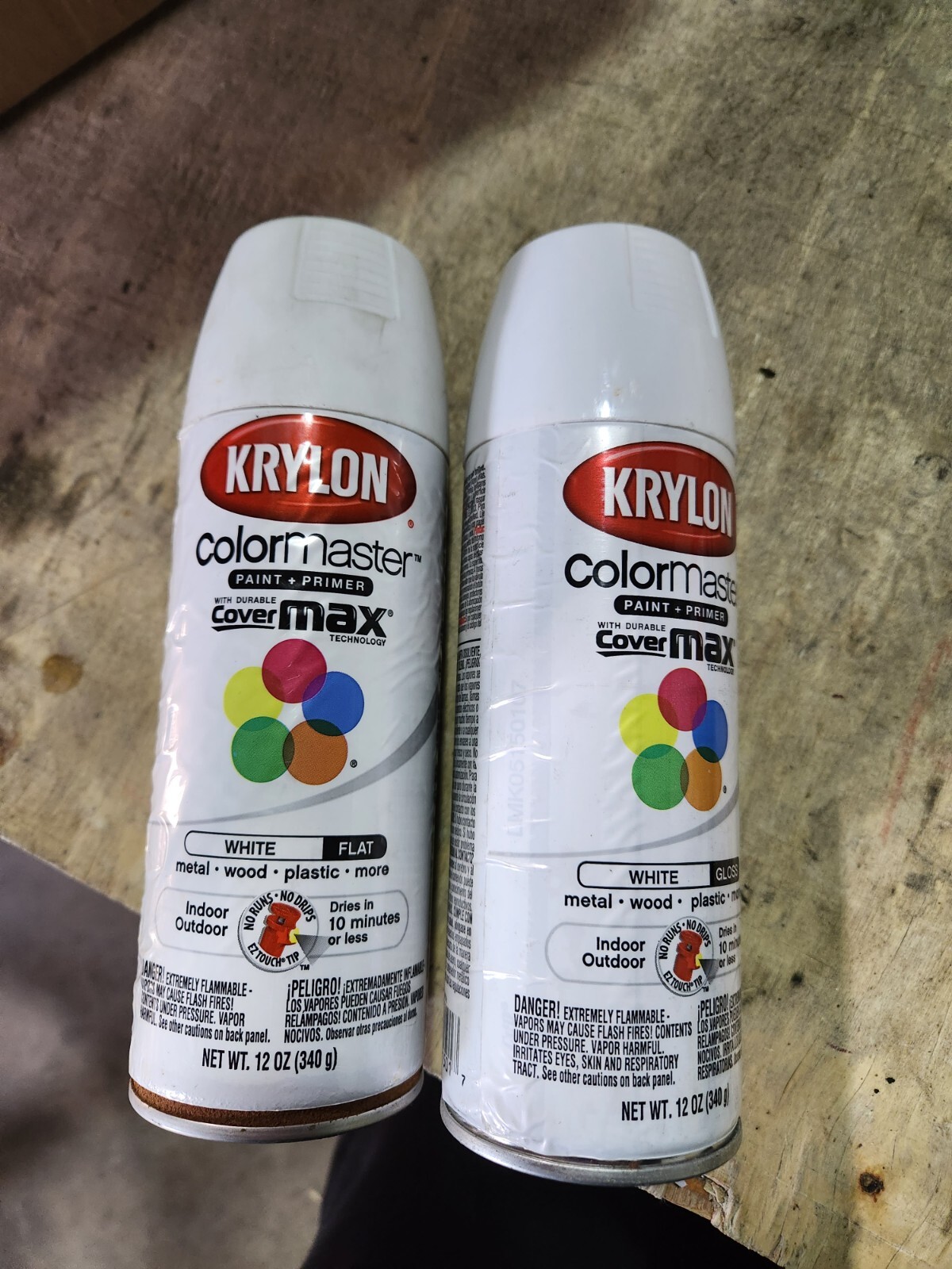 Qty 2*** Krylon 51501 ColorMaster Paint + Primer Gloss White 12oz each